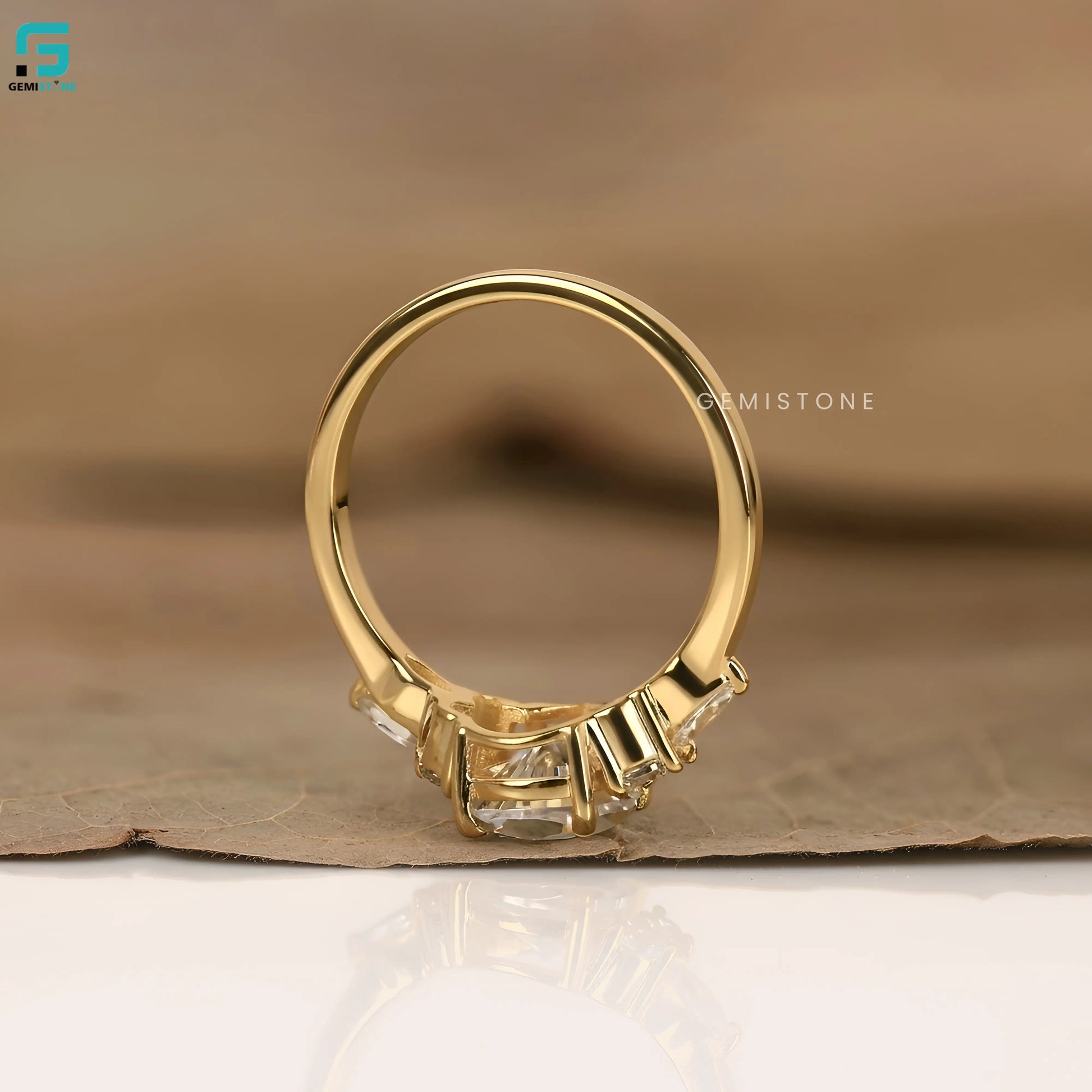 2CT Pear Cut Lab Grown Diamond Nature Inspired Wedding Ring 