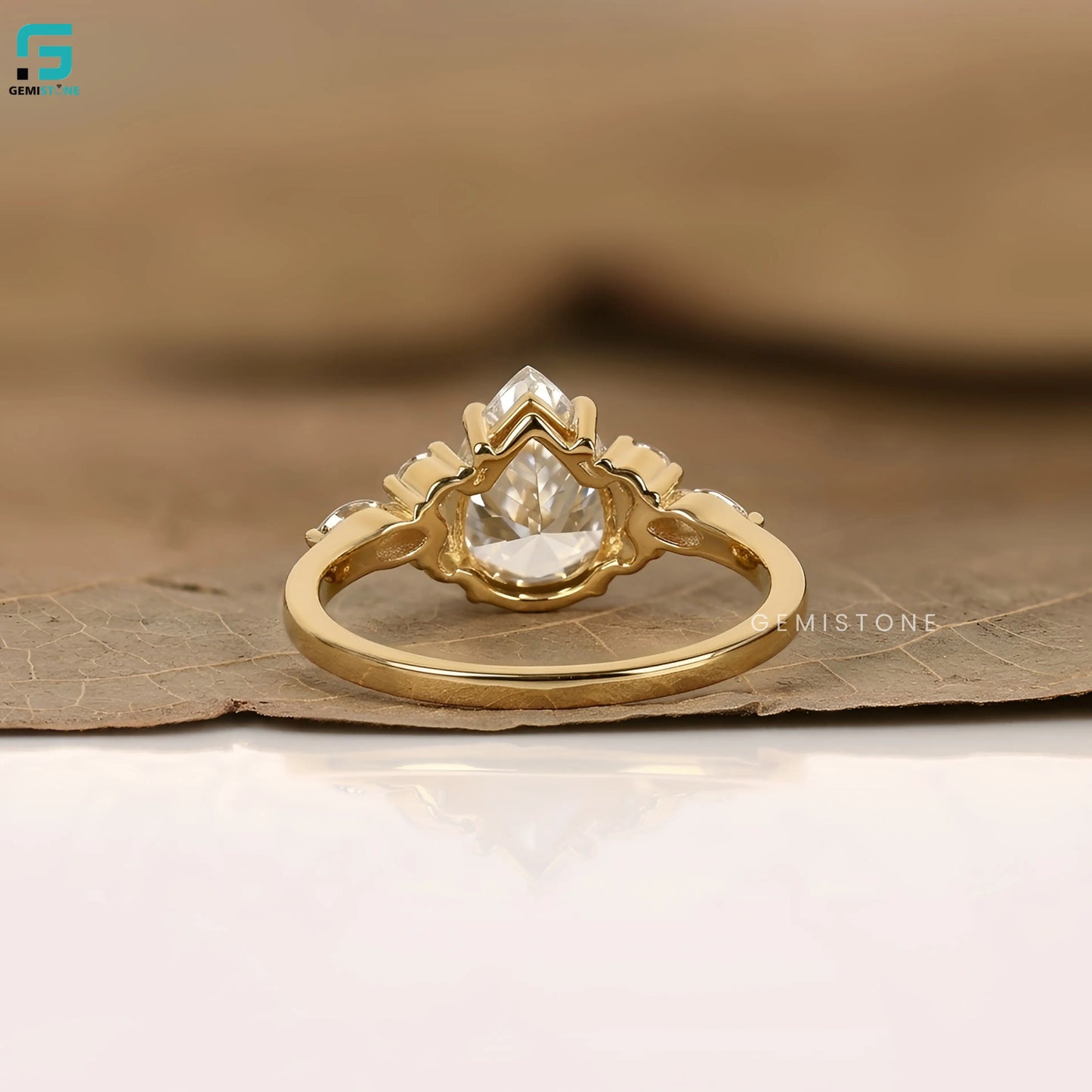 2CT Pear Cut Lab Grown Diamond Nature Inspired Wedding Ring For Women