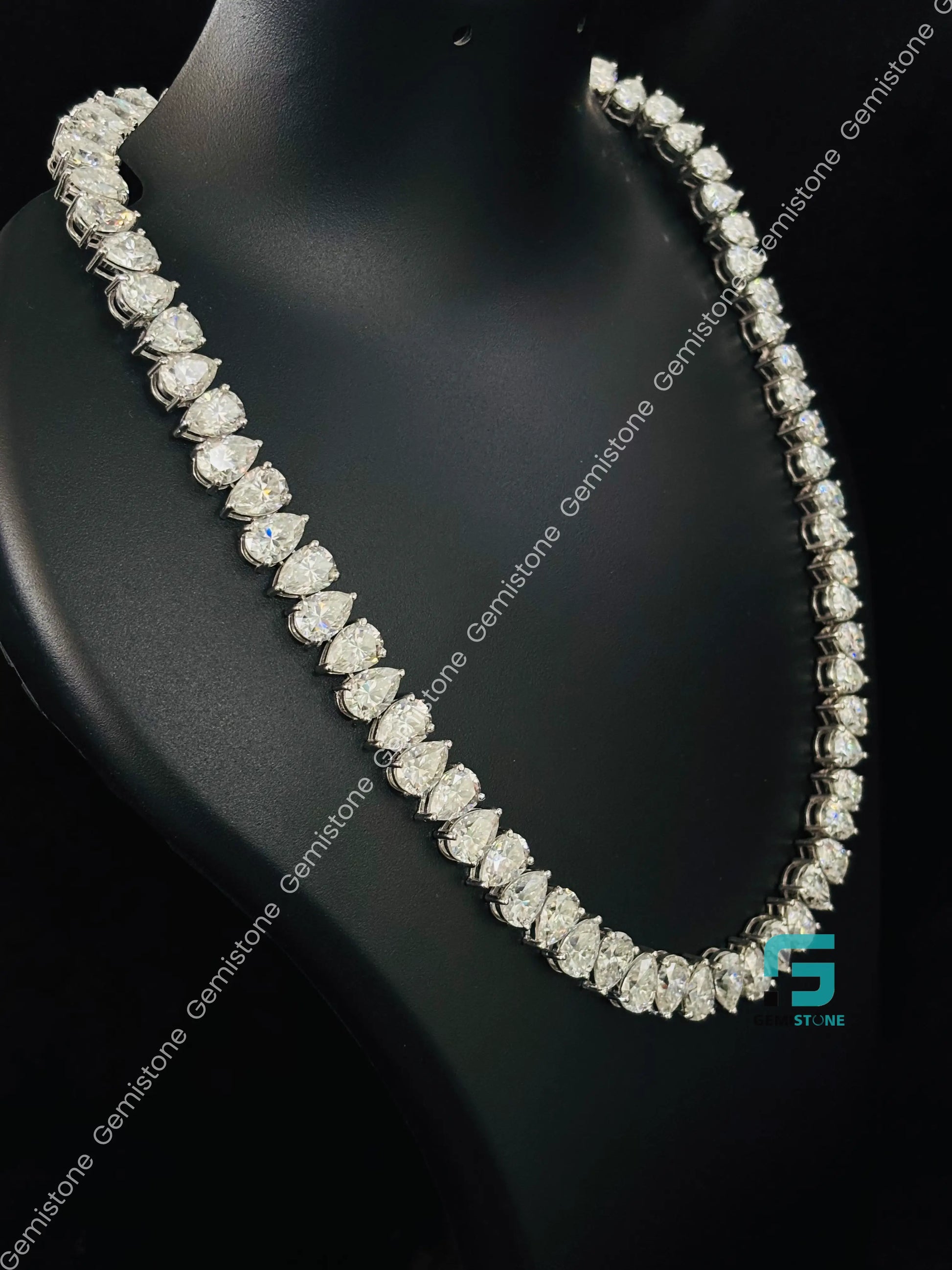 2CT Pear Cut Moissanite Diamond Tennis Chain