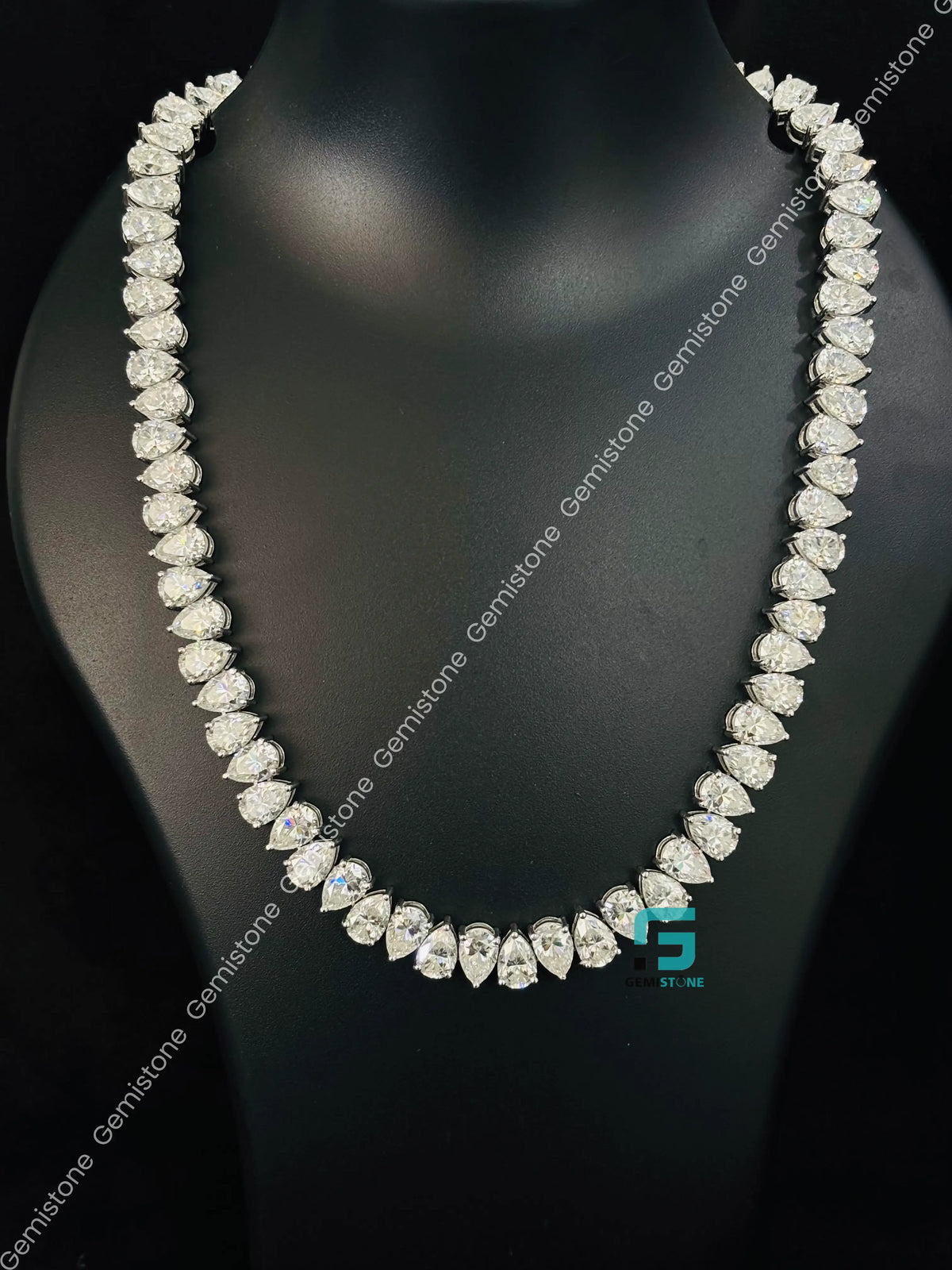 2CT Pear Cut Moissanite Diamond Tennis Chain For Women