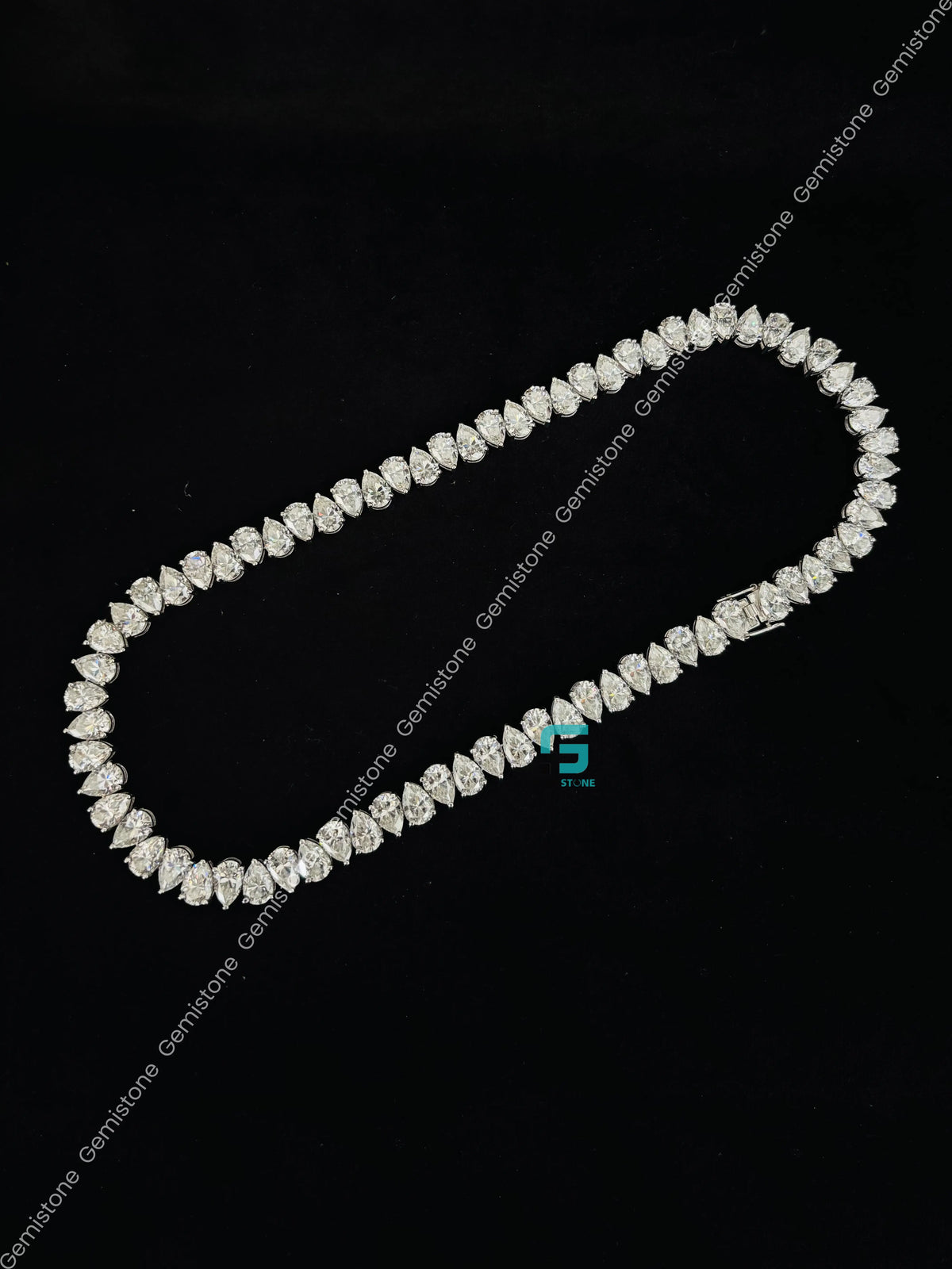 2CT Pear Cut Tennis Moissanite Diamond Chain