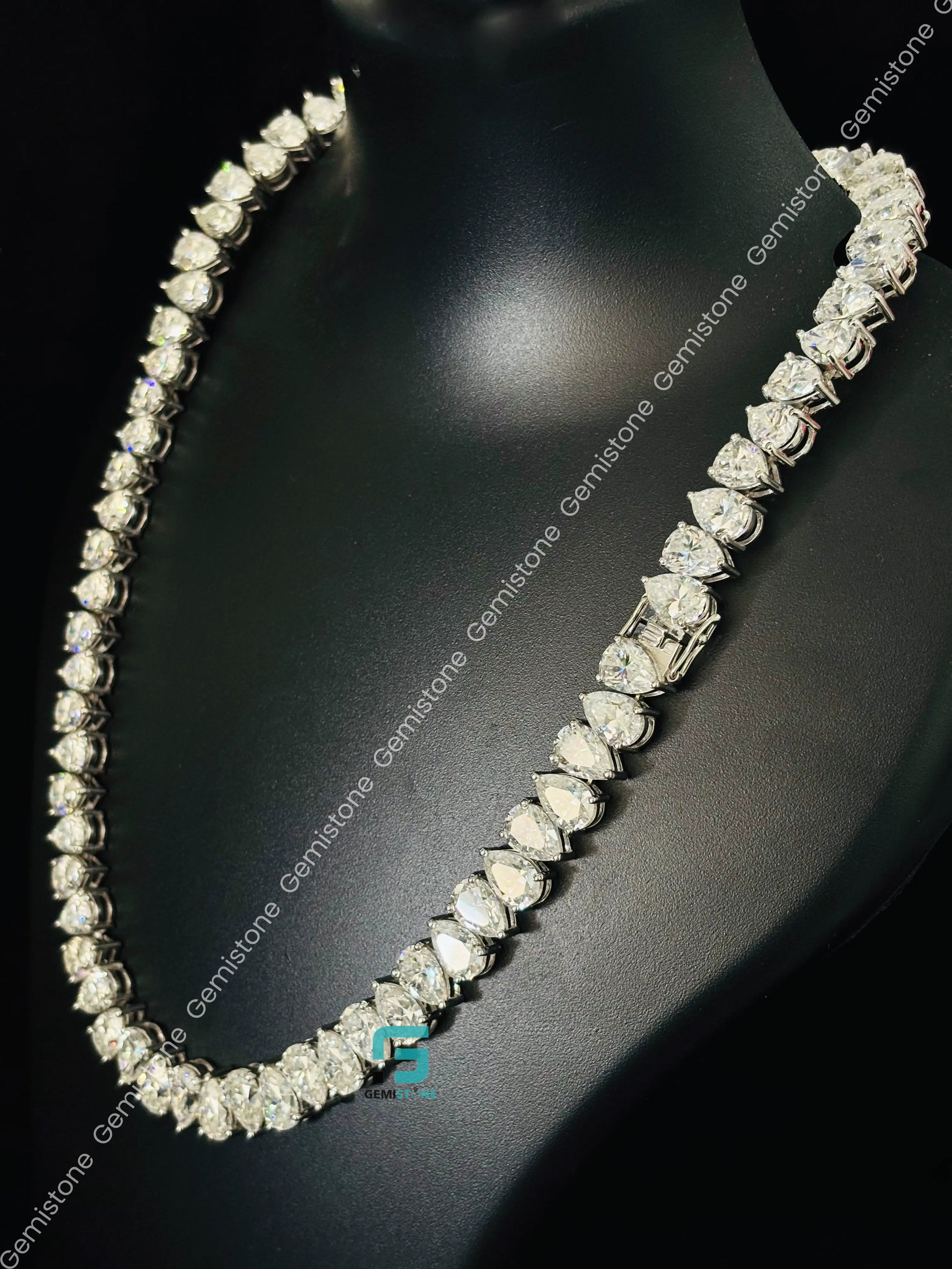 2CT Pear Cut Tennis Moissanite Diamond Chain For Women