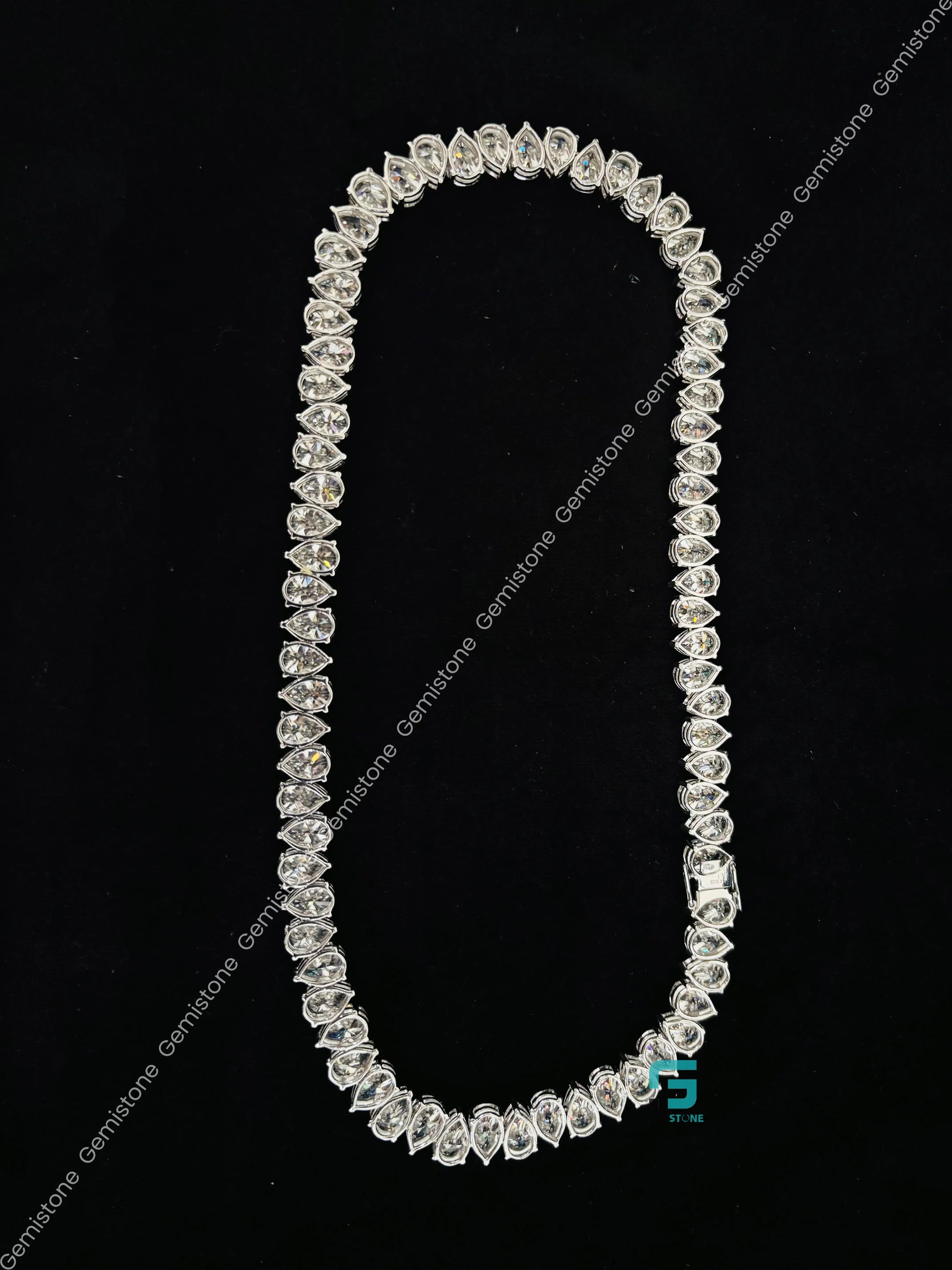 2CT Pear Cut Tennis Moissanite Diamond Hip Hop Chain 