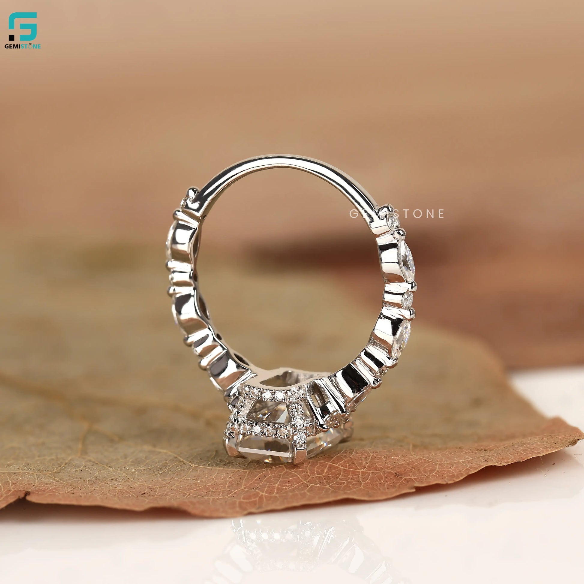 2CT Radiant Cut Lab Diamond Floating Bubble Band Ring