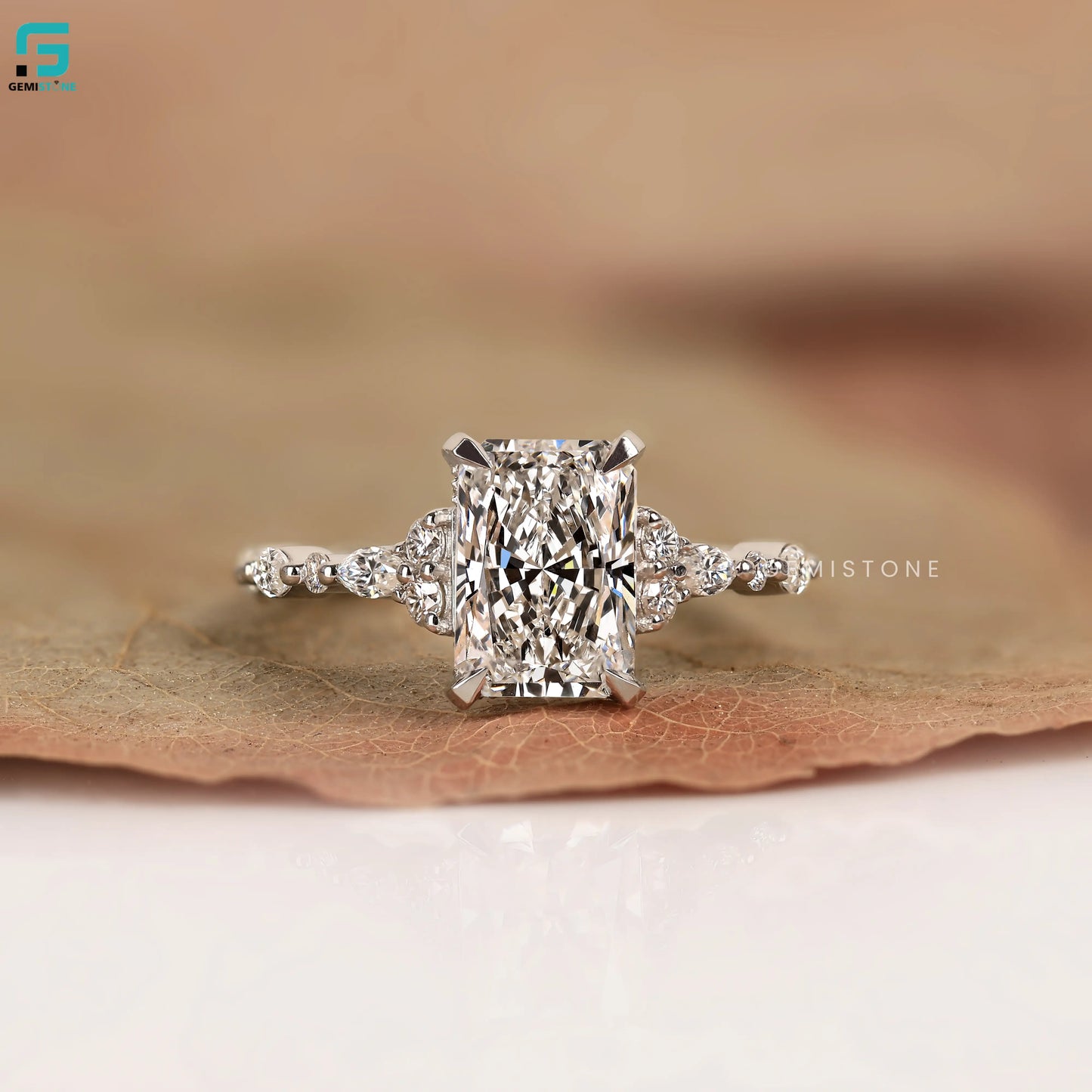 2CT Radiant Cut Lab Grown Diamond Floating Bubble Band Ring 