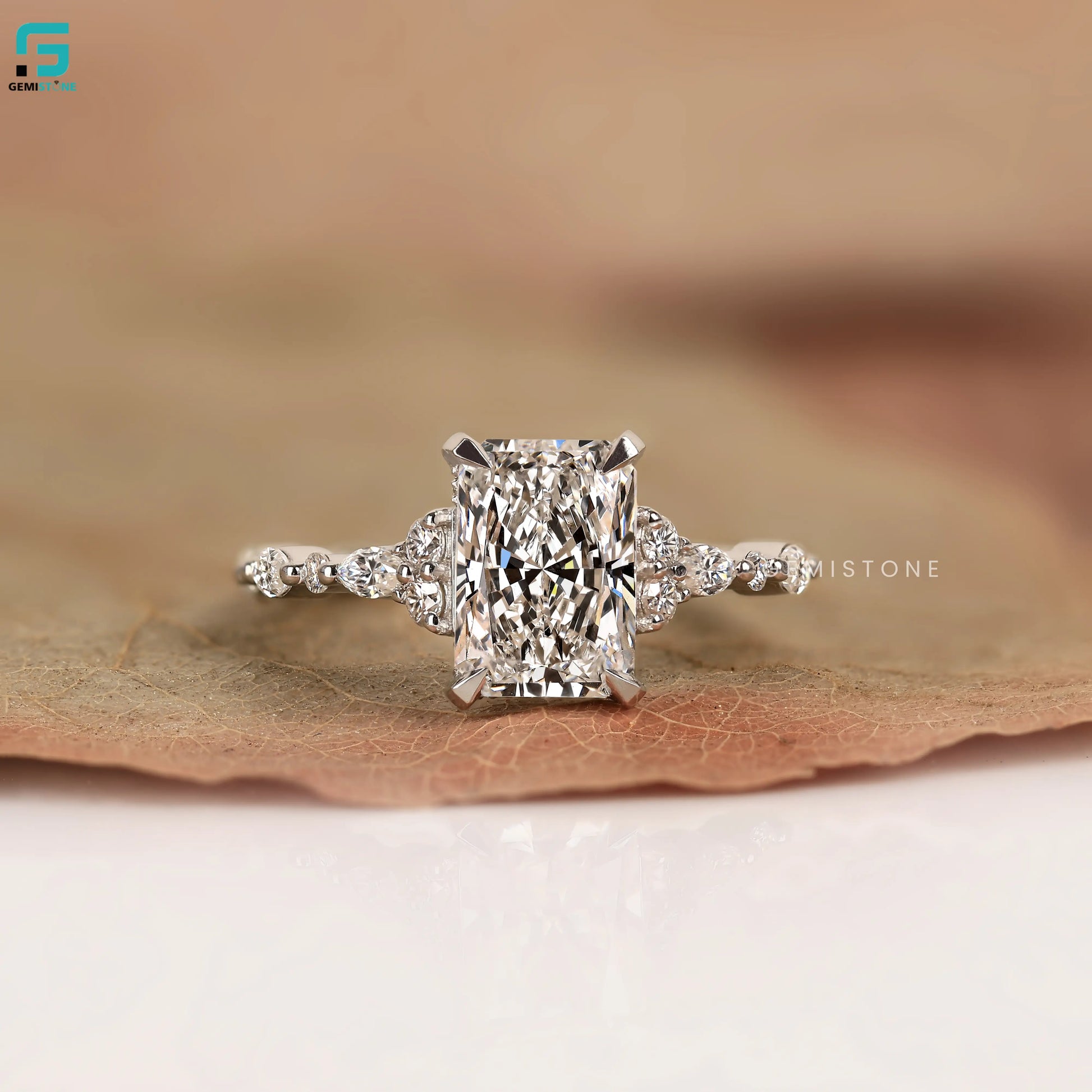 2CT Radiant Cut Lab Grown Diamond Floating Bubble Band Ring 