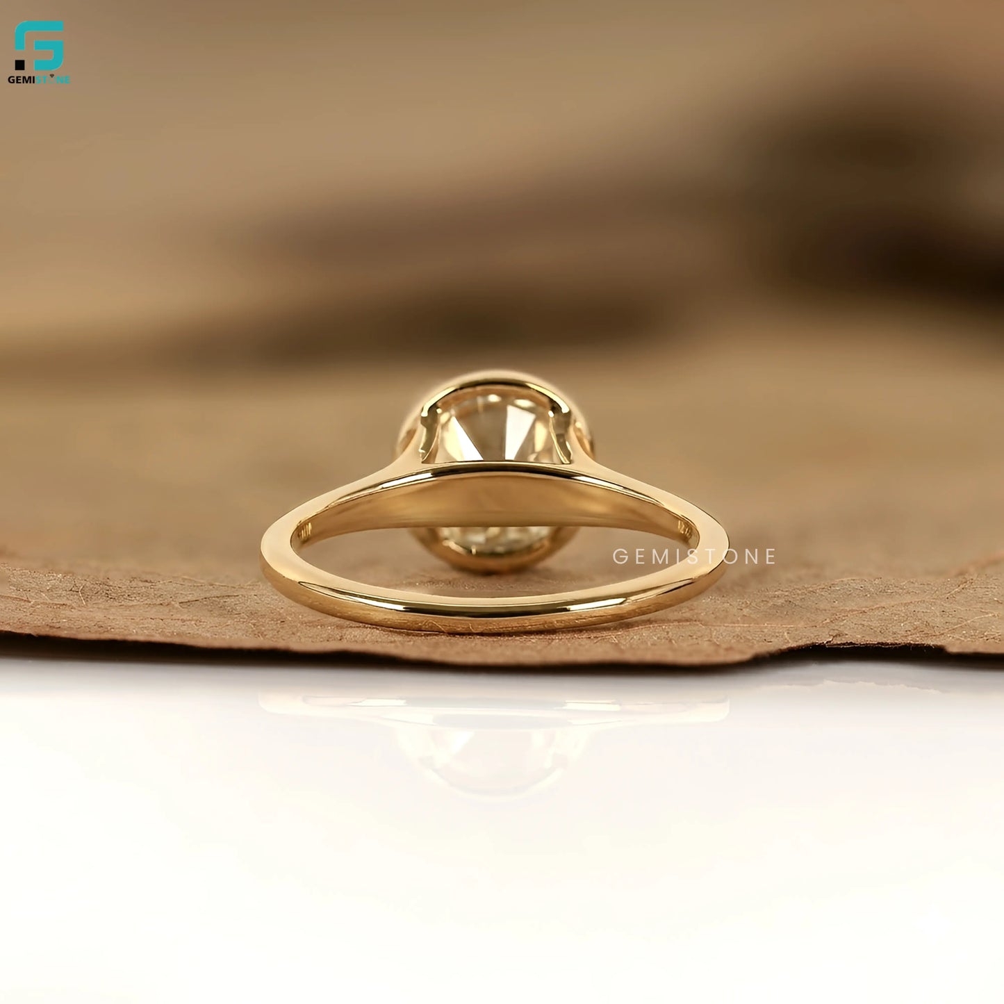 2CT Round Bezel Set Lab Grown Diamond Ring 