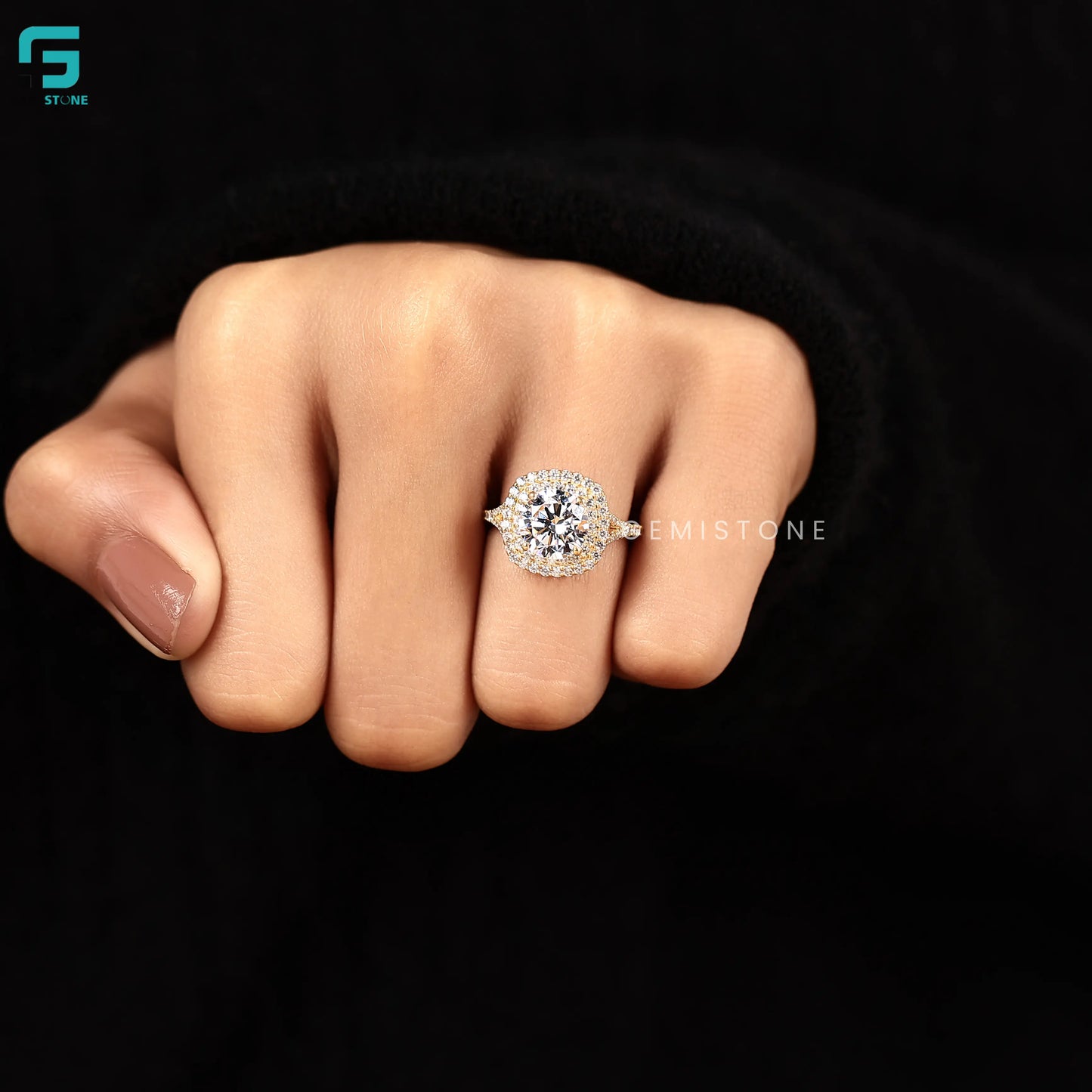 2CT Round Cut Lab Diamond Double Halo Ring For Women