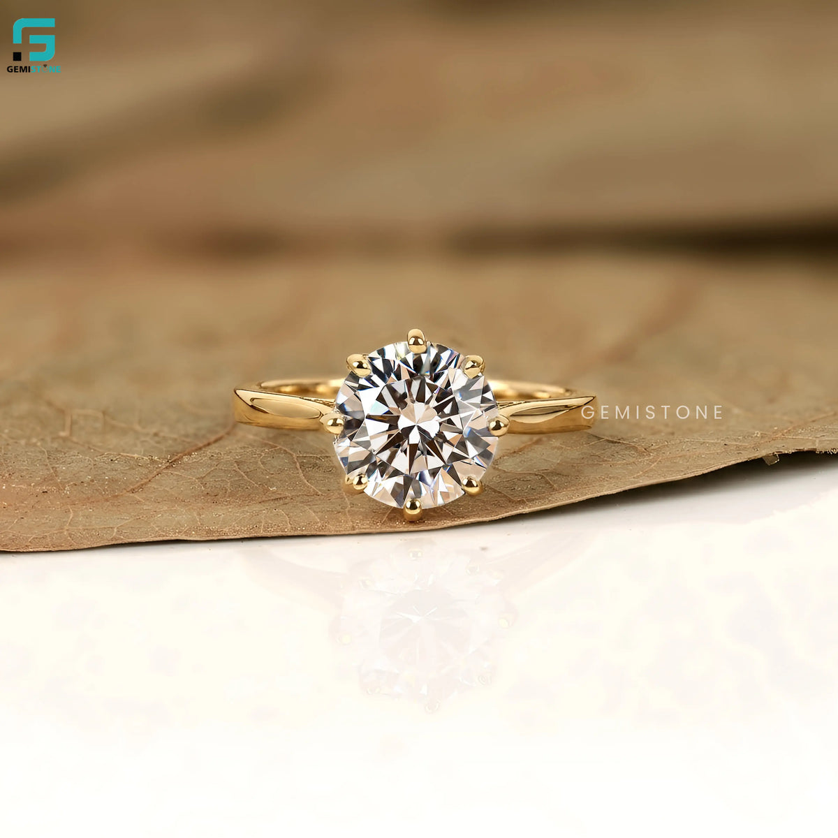 2CT Round Lab Diamond 6Prong Wedding Ring 