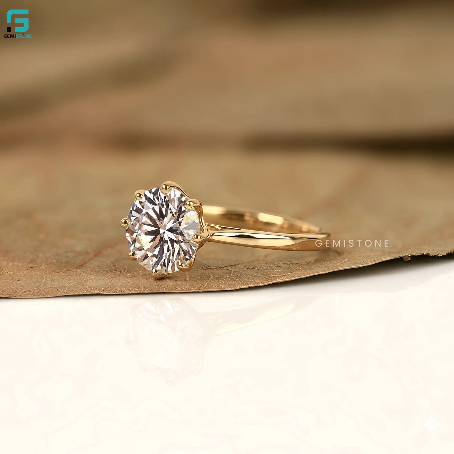 2CT Round Lab Diamond 6 Prong Wedding Ring For Women