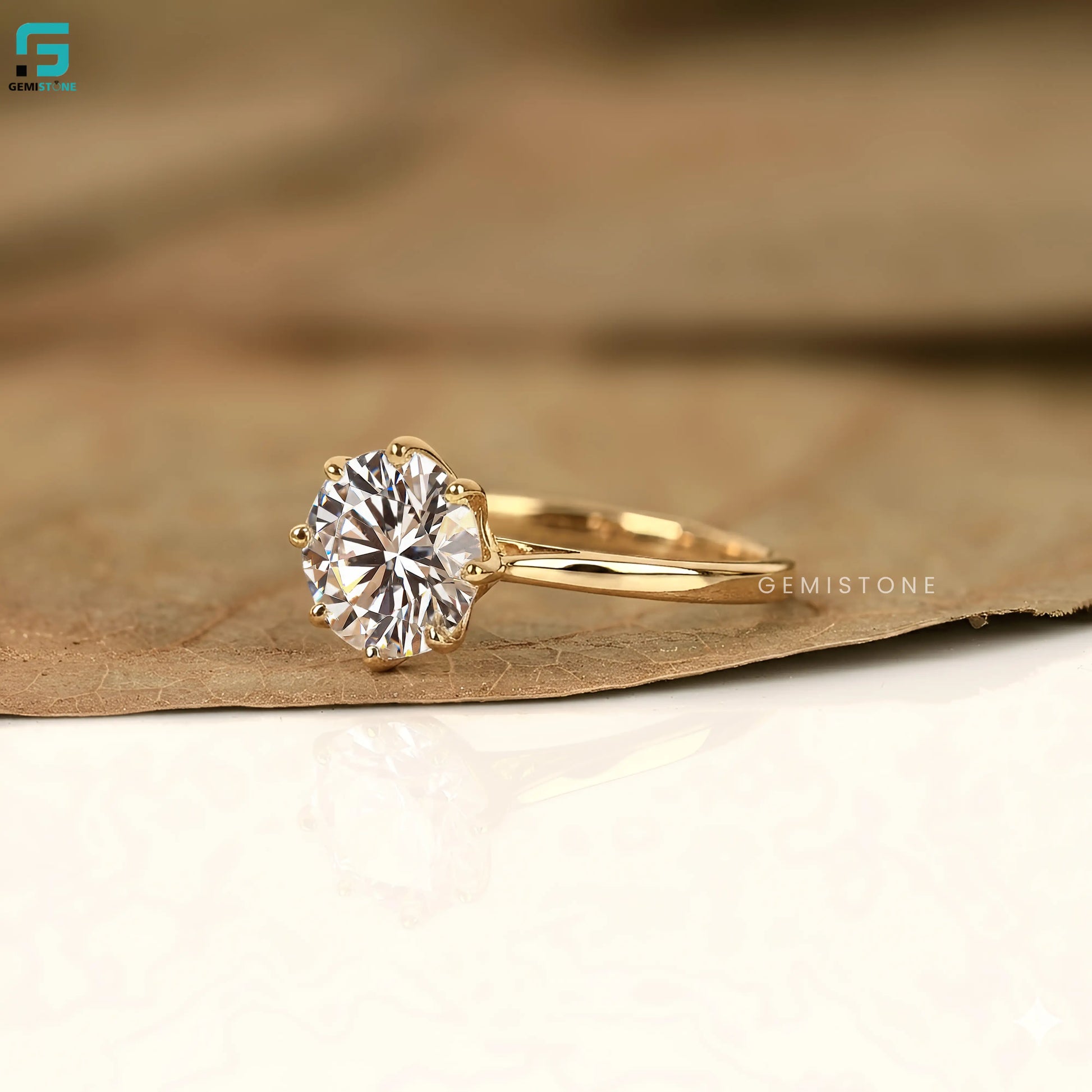 2CT Round Lab Diamond 6 Prong Wedding Ring For Women