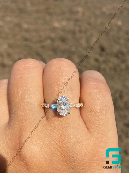 Vintage Oval & Marquise Cut Moissanite Engagement Ring
