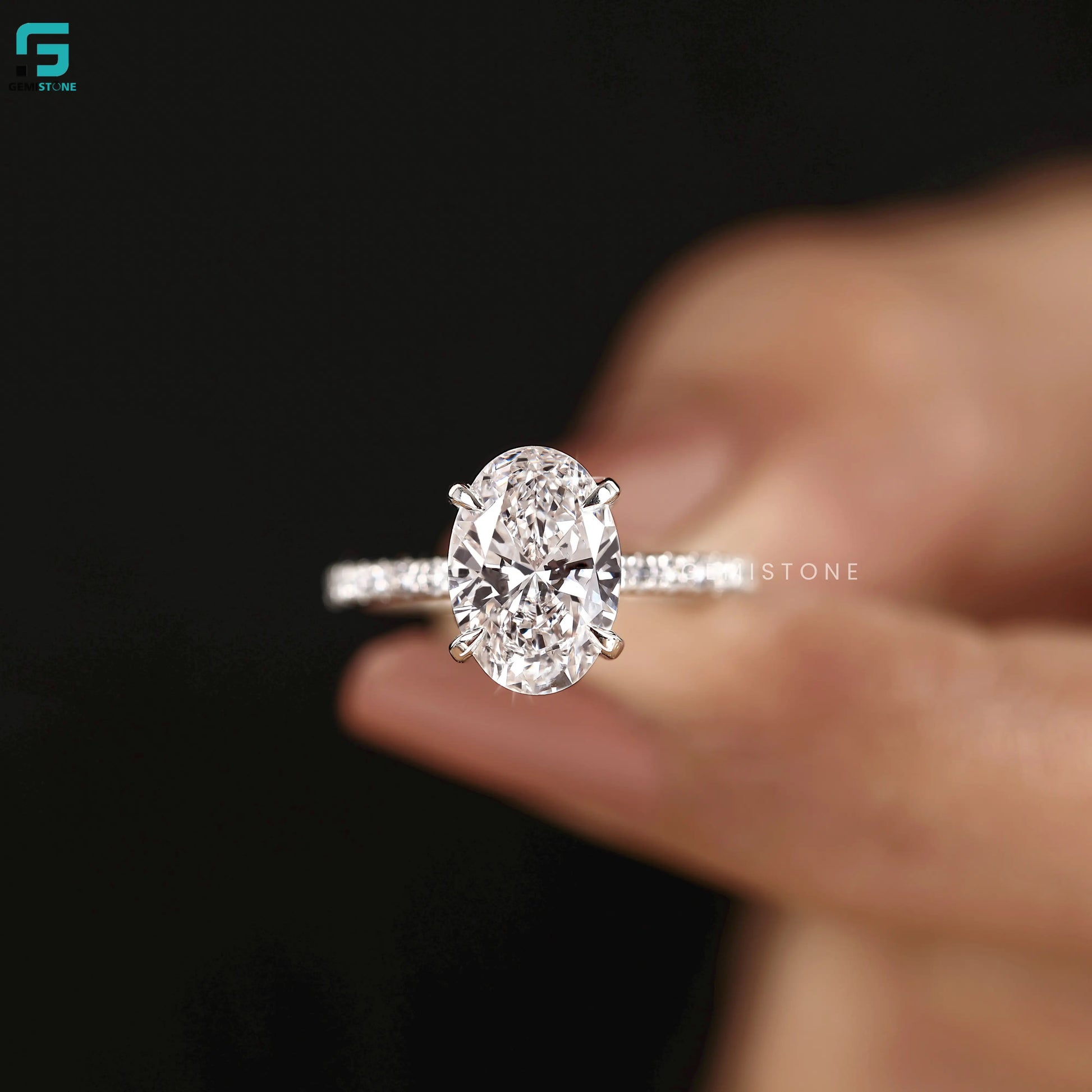2Ct Oval Lab Diamond Hidden Halo Wedding Ring For Women