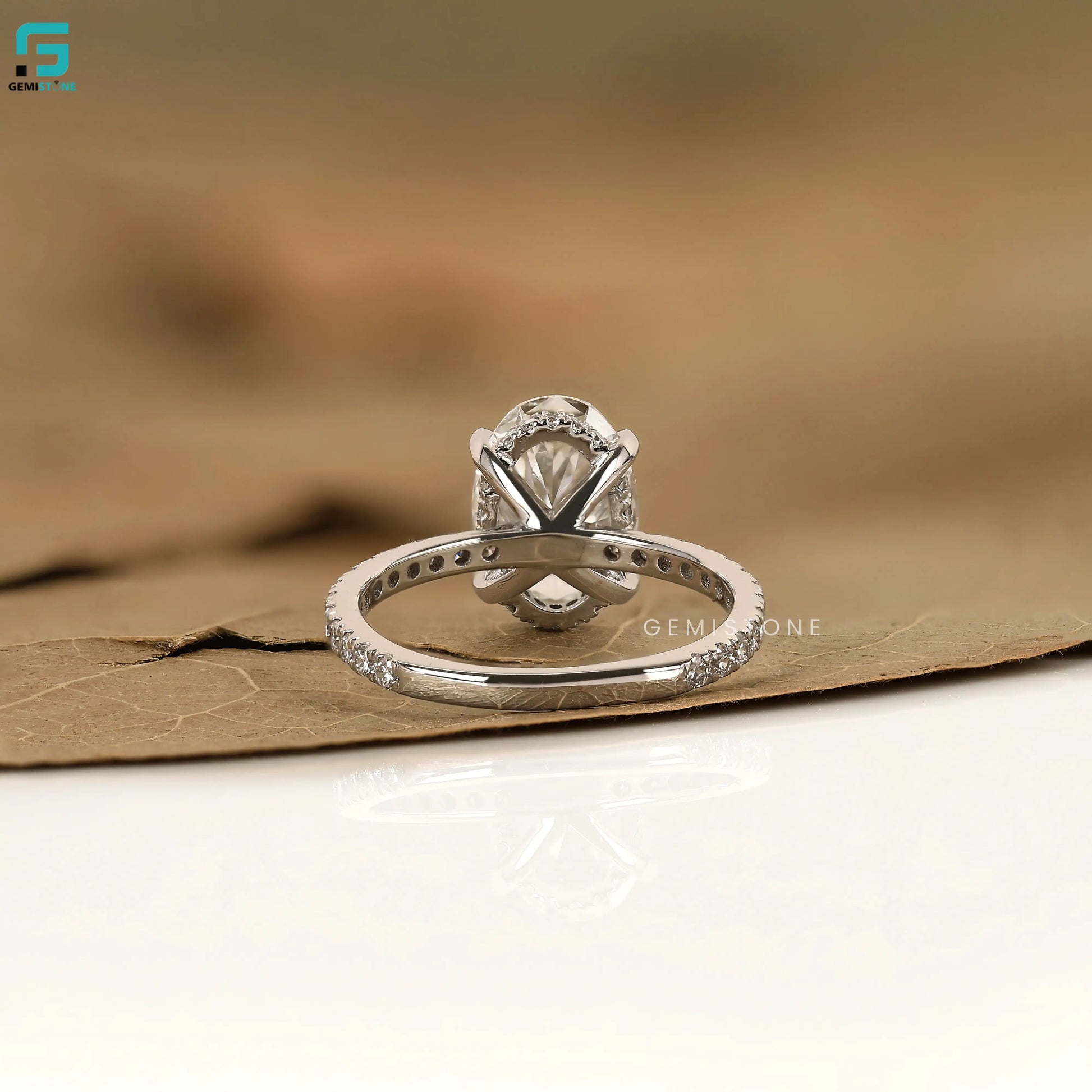 2Ct Oval Pave Set Lab Dimaond Ring For Women