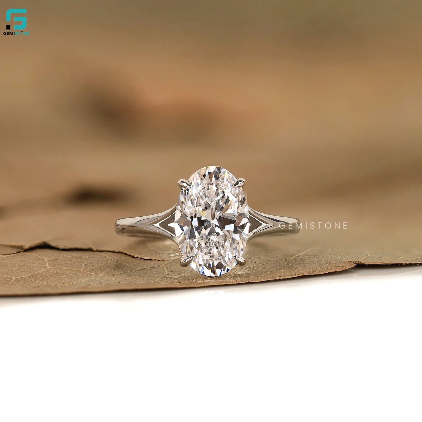2Ct Oval Split Shank Lab Diamond Wedding Ring 