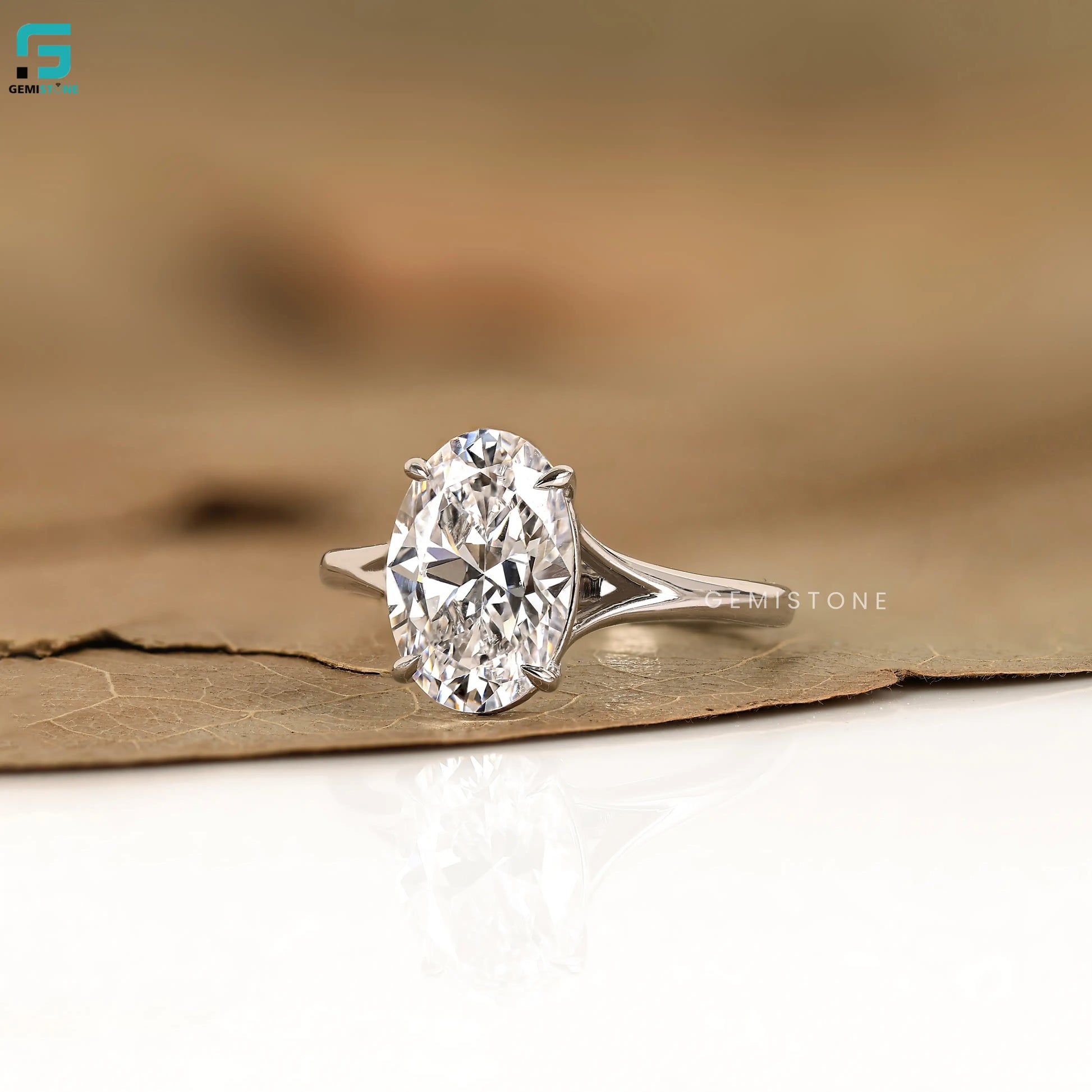 2Ct Oval Split Shank Lab Diamond Wedding Ring For Women
