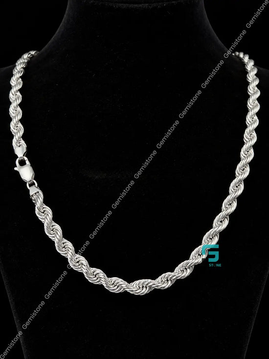 925 Sterling Silver 5MM Rope Plain Chain For Men