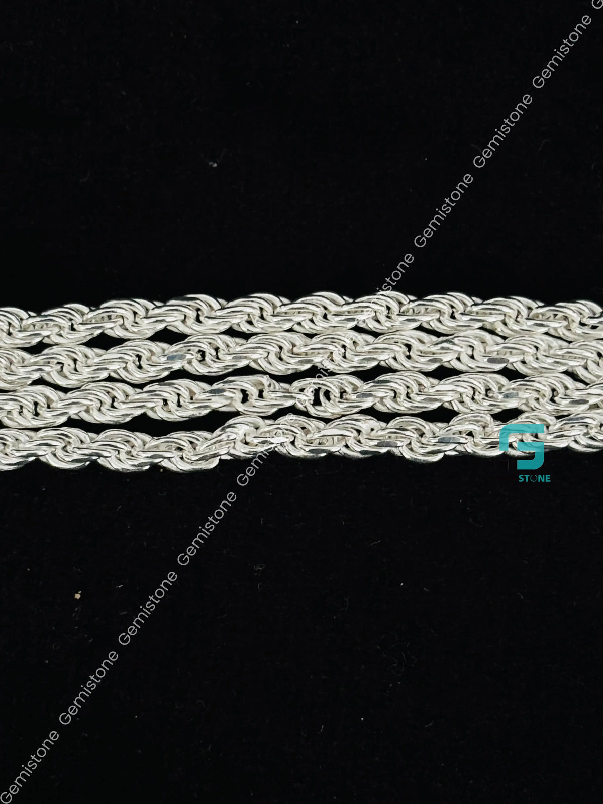 2MM 925 Sterling Silver Fully White Plain Rope Chain For Men