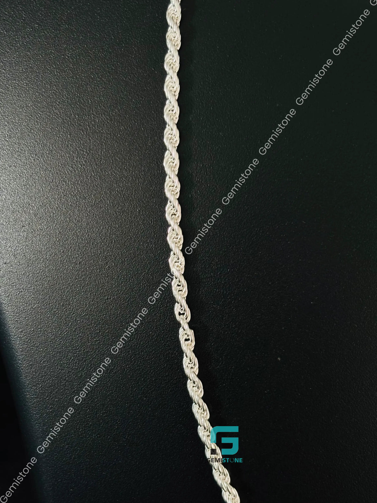 2MM 925 Sterling Silver Fully White Plain Rope Chain For Men