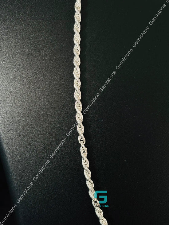 2MM 925 Sterling Silver Fully White Plain Rope Chain For Men
