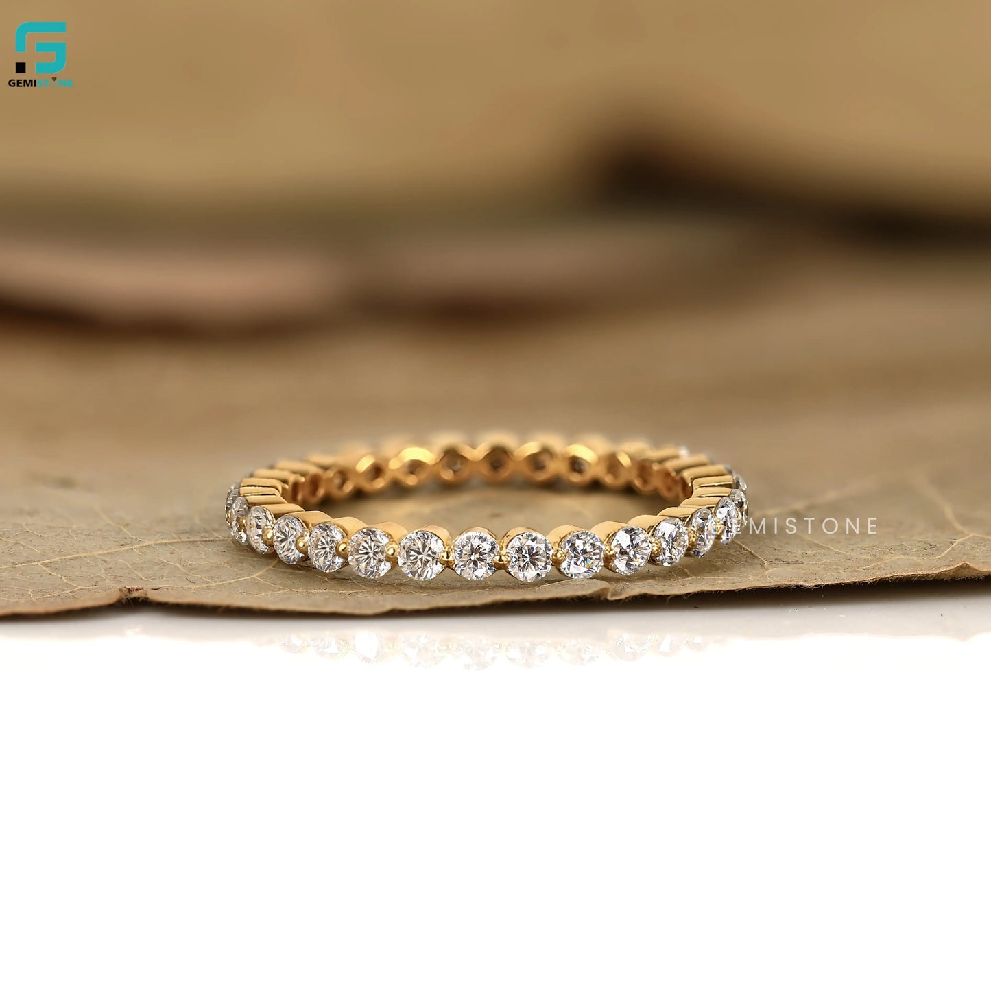 Round Yellow Gold Lab Diamond Floating Bubble Band