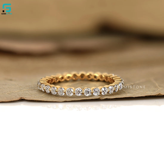 Round Yellow Gold Lab Diamond Floating Bubble Band