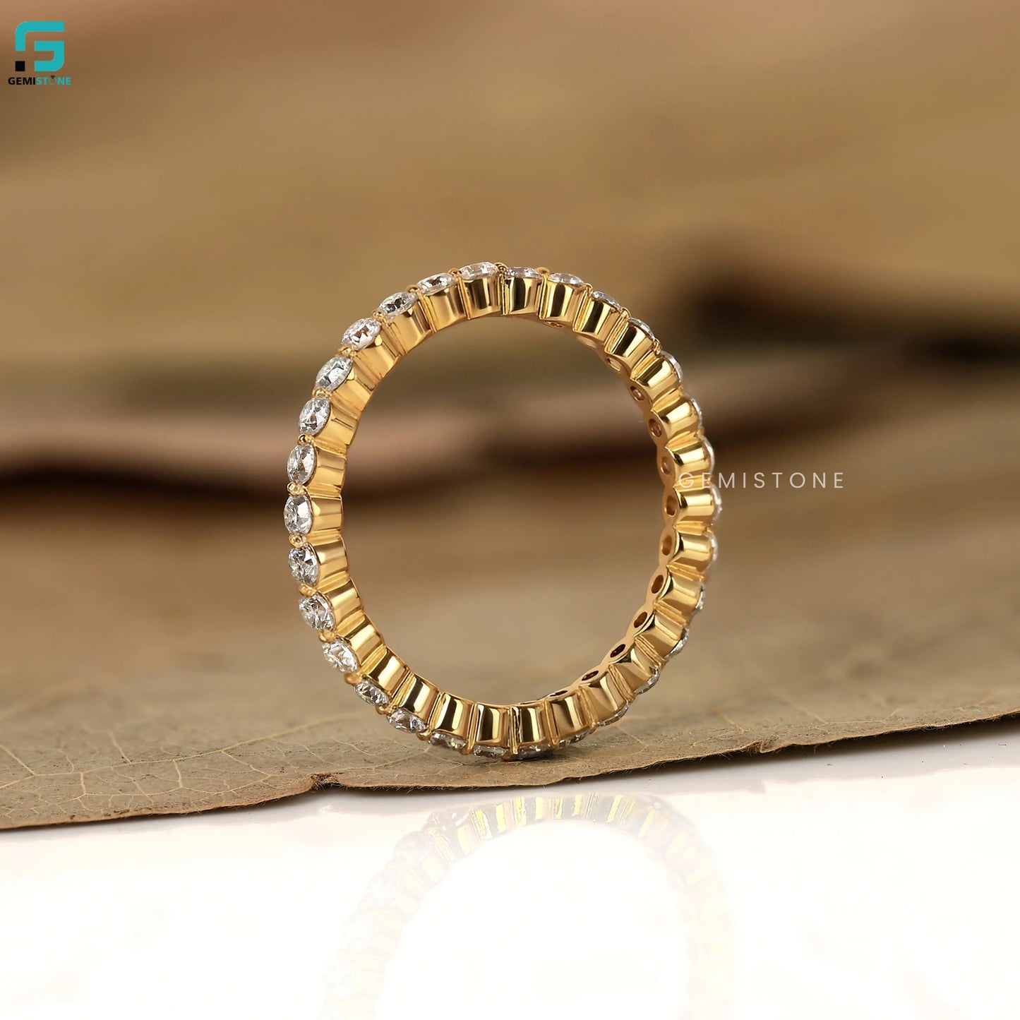 Round Yellow Gold Lab Diamond Floating Bubble Band