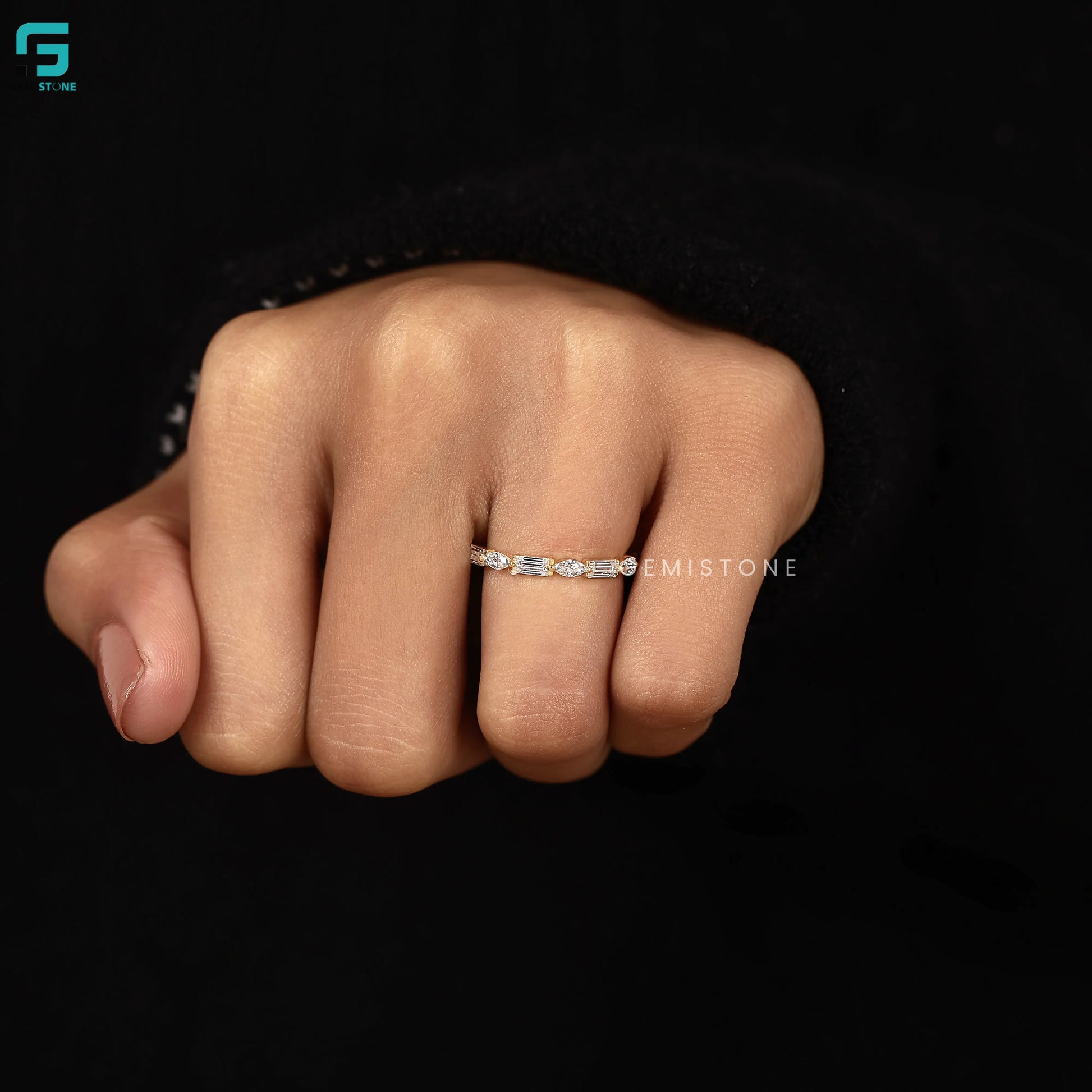 2MM Baguette And Marquise Lab Grown Diamond Wedding Band For Women