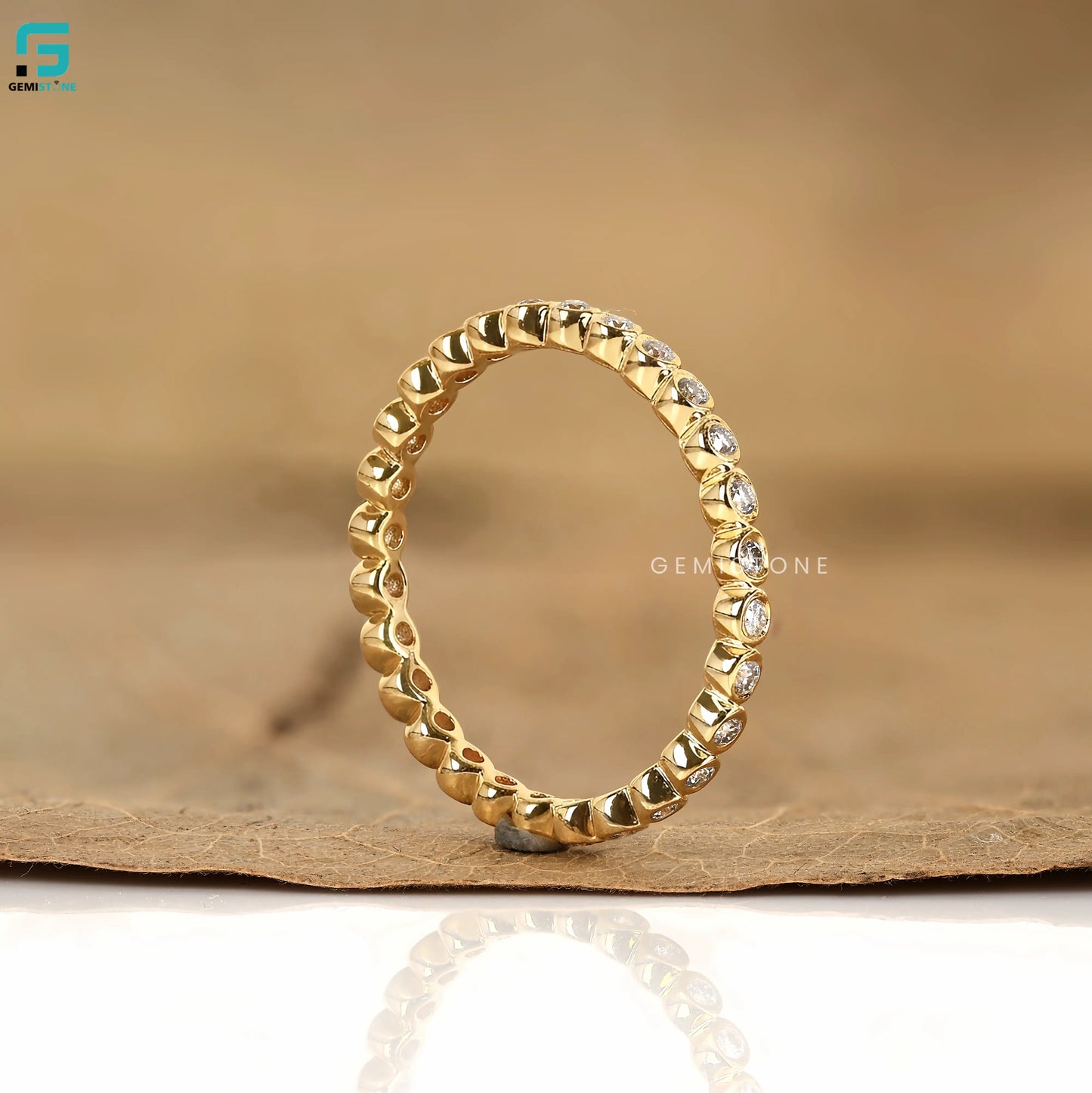 2MM Round Bezel Set Lab Diamond Dainty Band 