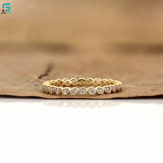 2MM Round Bezel Set Lab Diamond Dainty Band For Women