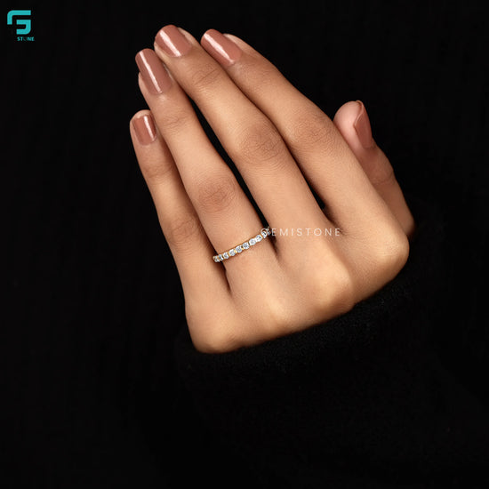 2MM Round Lab Diamond Full Eternity Dainty Band For Women