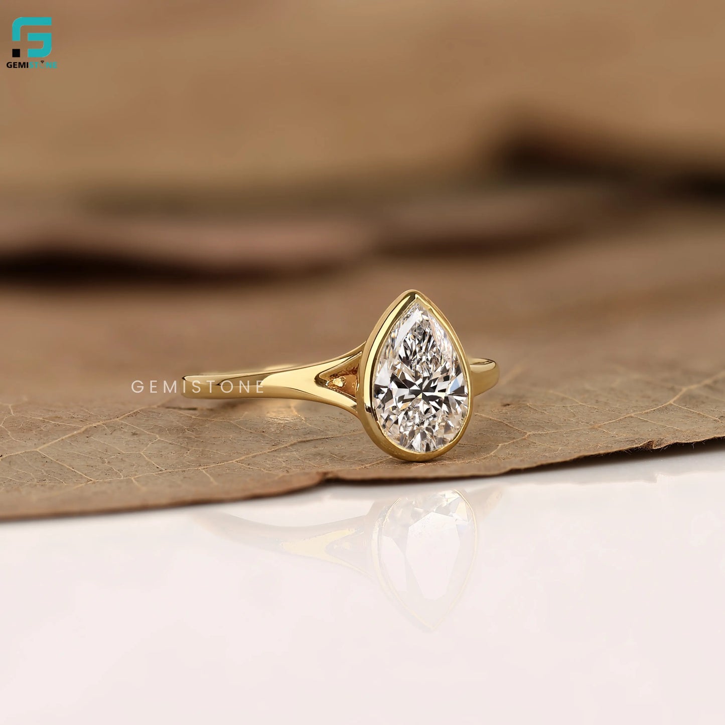 2 CT Pear Split Shank Lab Grown Ring For Women