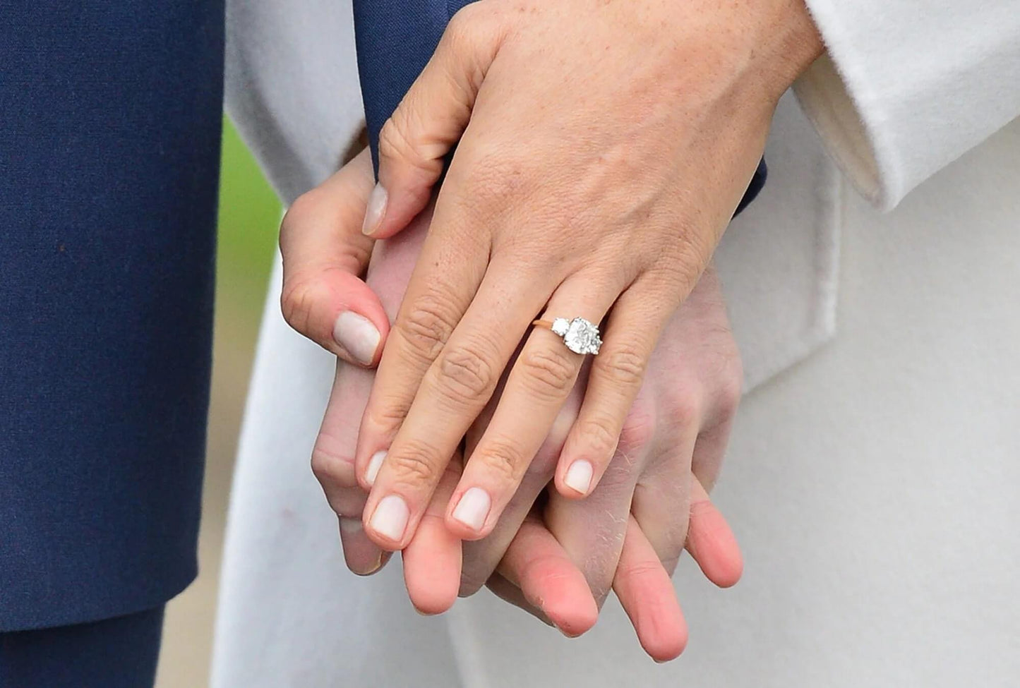 3 CT Cushion Cut Moissanite Three Stone Meghan Markle Engagement Ring