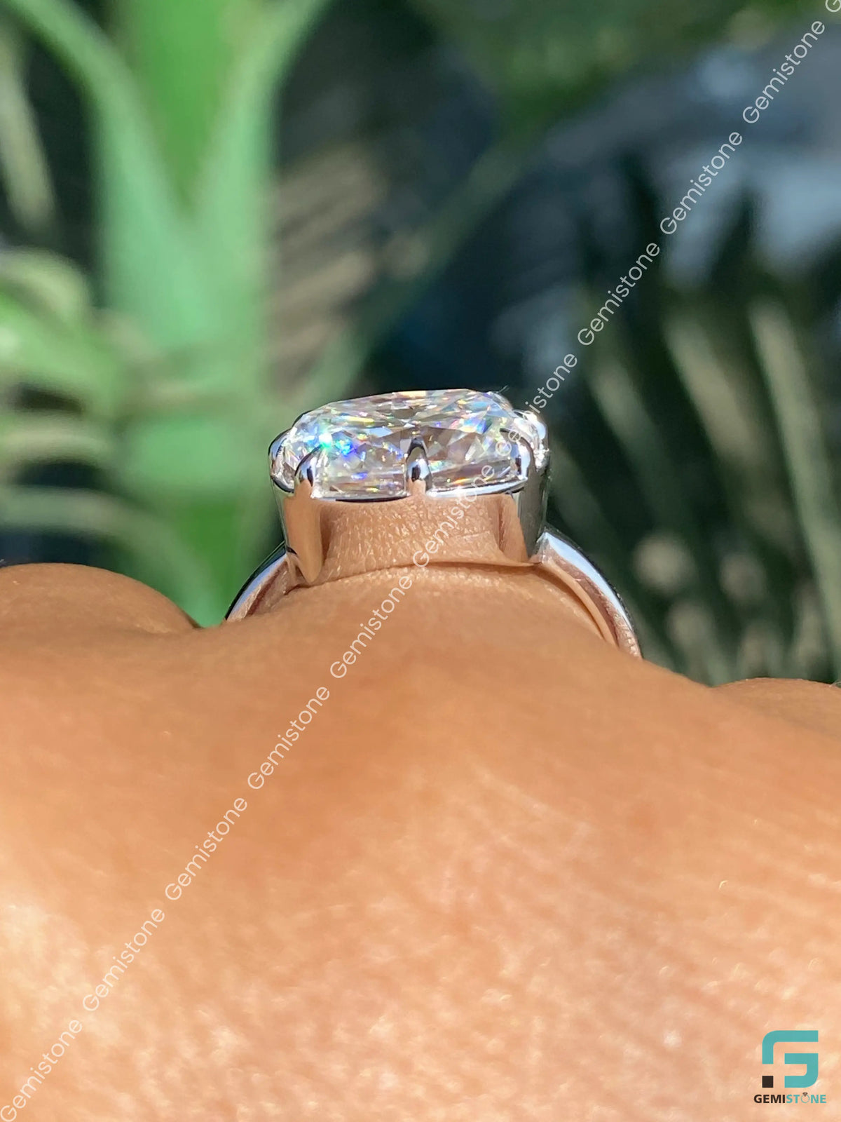 East West Elongated Cushion Moissanite Zendaya Celebrity Ring
