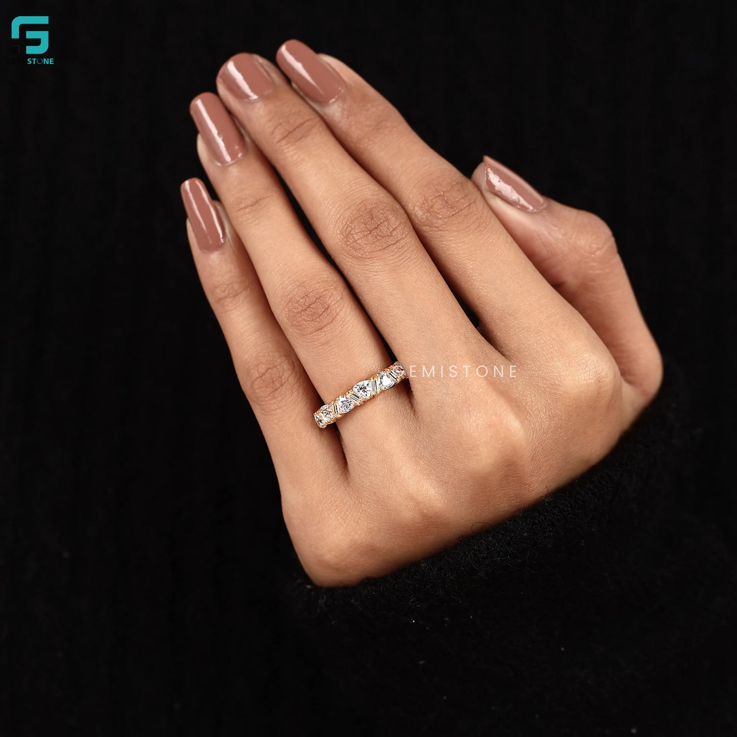 Half Eternity Trillion & Baguette Cut Lab Diamond Band