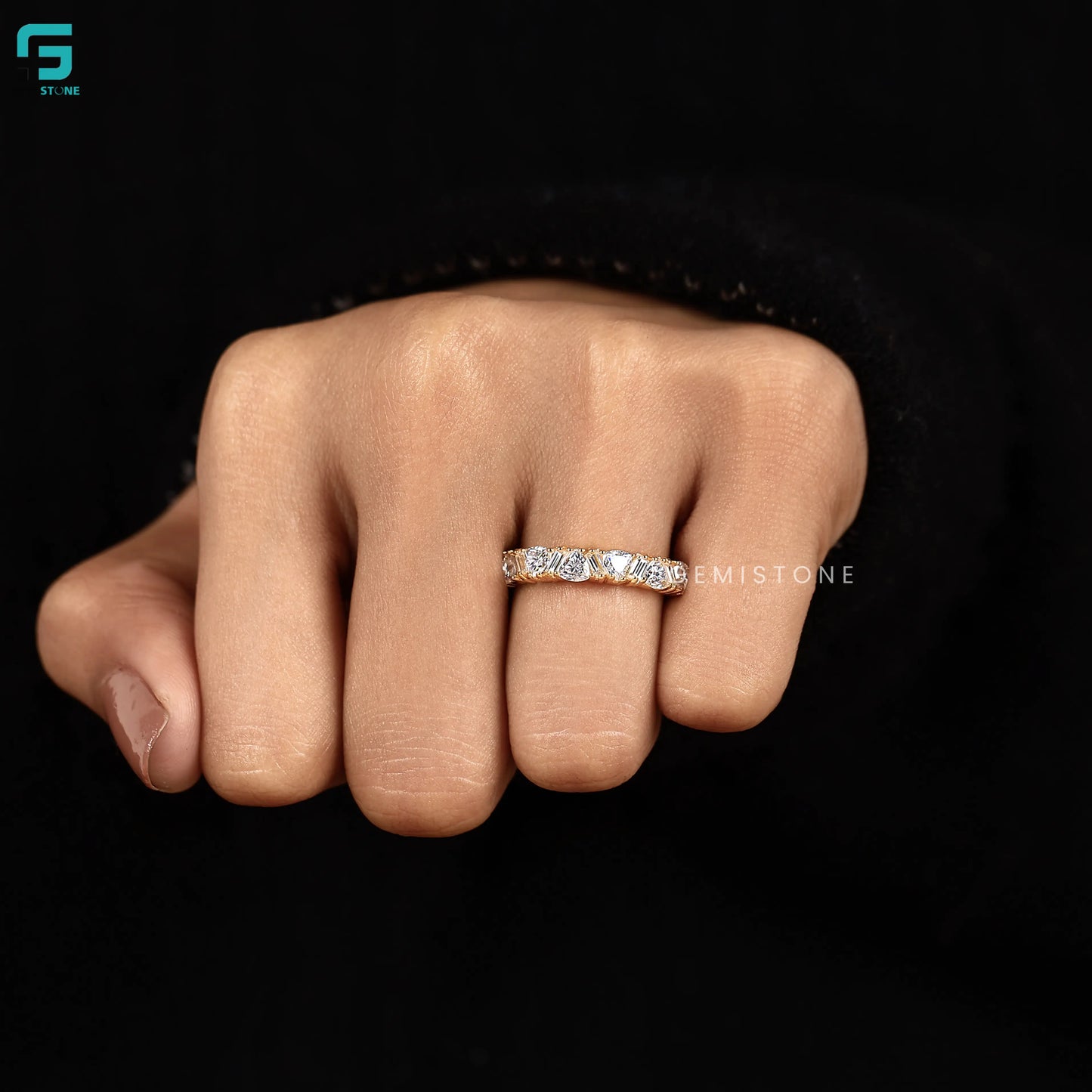 Half Eternity Trillion & Baguette Cut Lab Diamond Band