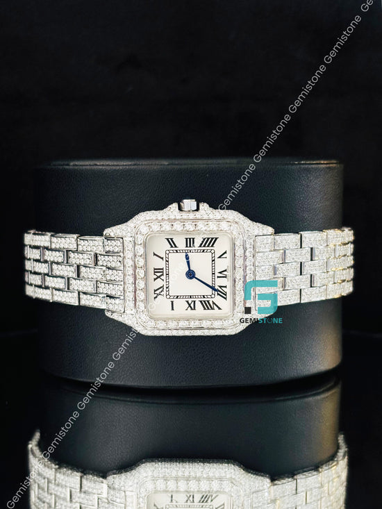 38MM Fully Iced Out Cartier Moissanite Watch