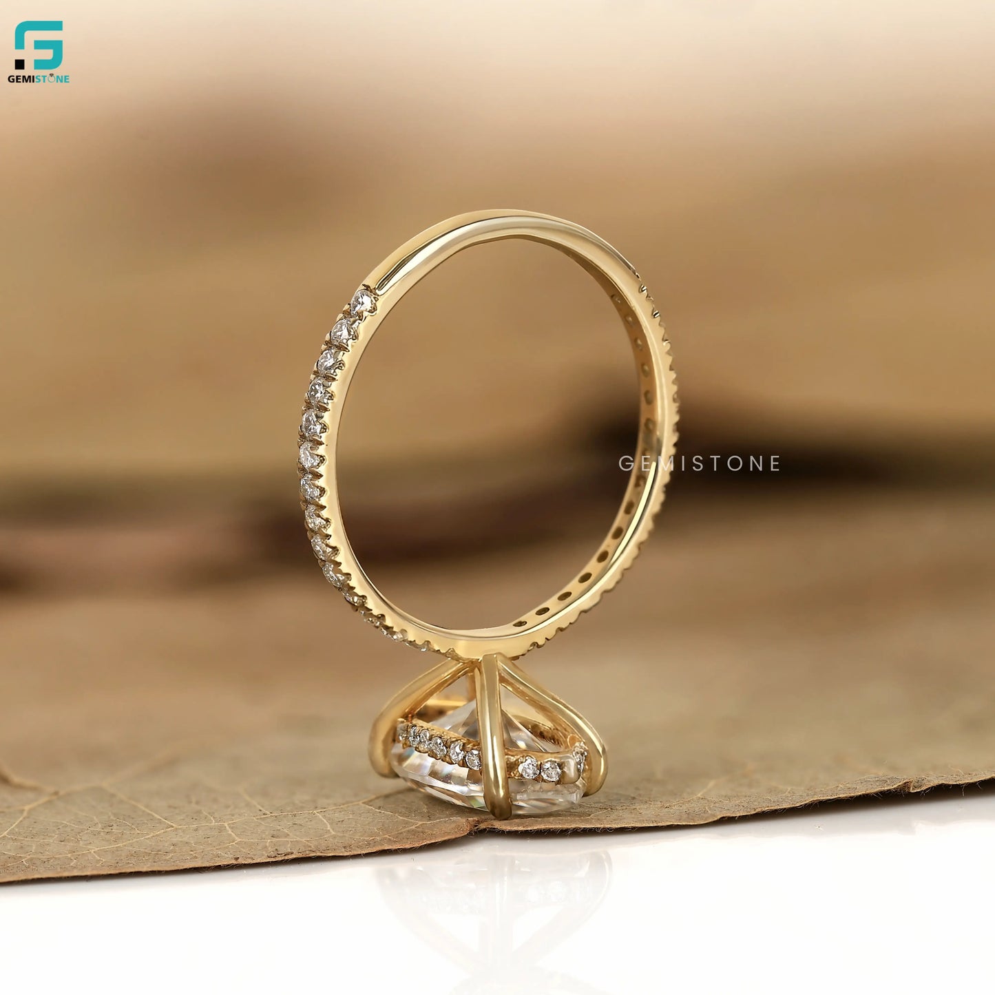 Marquise Cut Pave Set Lab Diamond Hidden Halo Ring