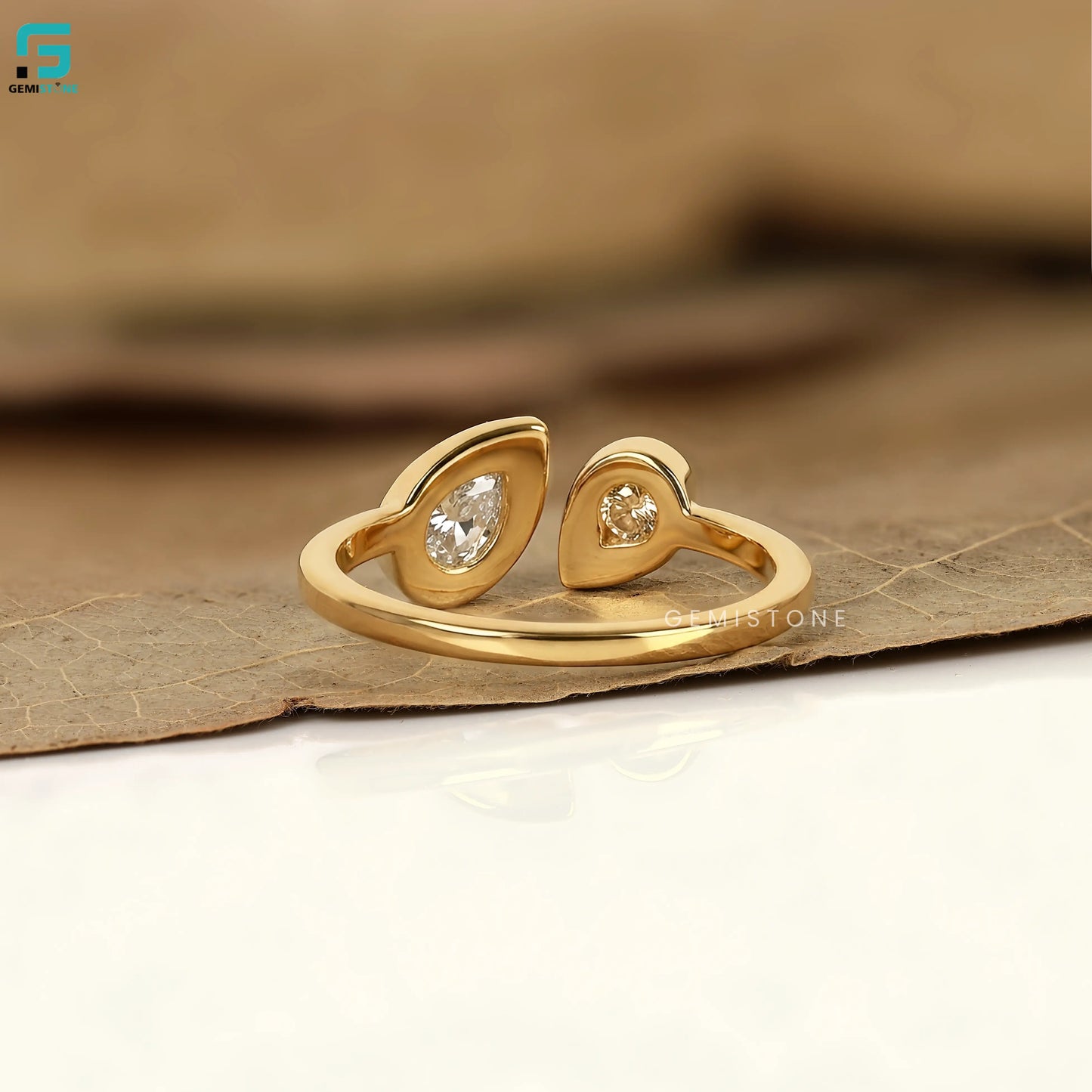 Pear Cut Toi Et Moi Lab Diamond Bezel Set Wedding Ring