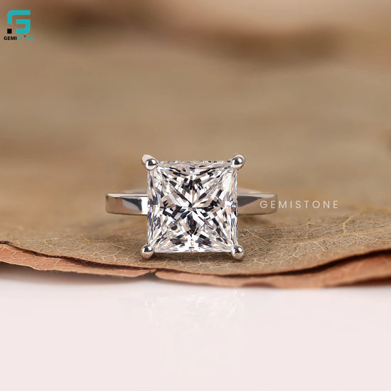 Princess Cut Hidden Halo Lab Diamond Wedding Ring For Women