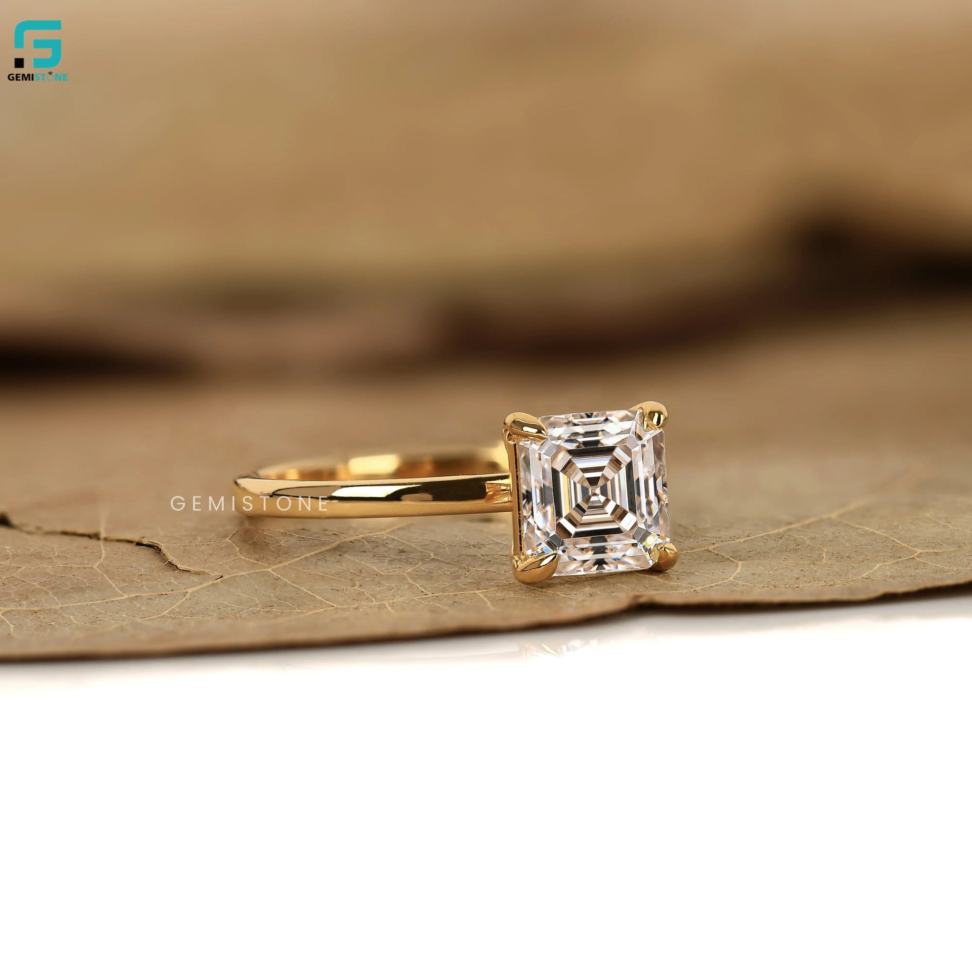 3CT Asscher Cut Lab Diamond Solitare Ring For Women