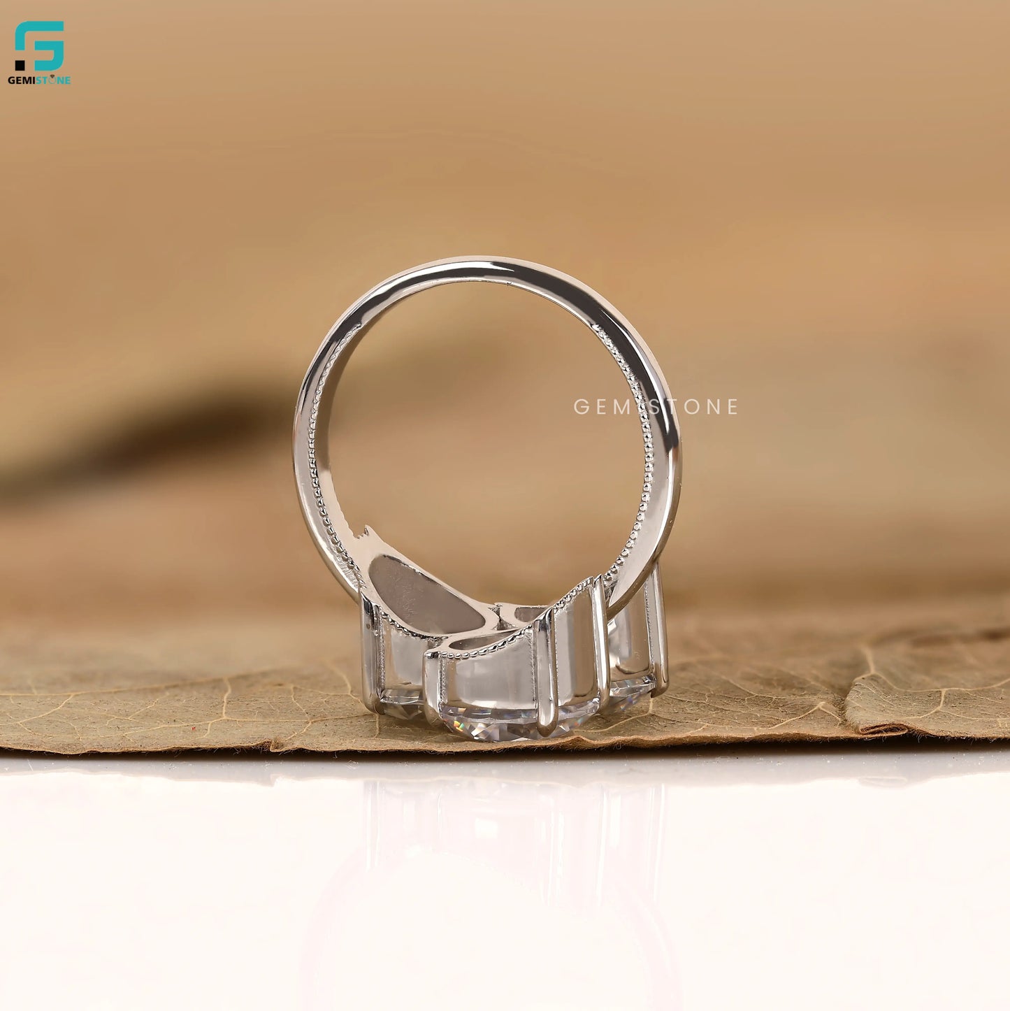 3CT Cushion Cut Three Stone Lab Diamond Wedding Ring For Women