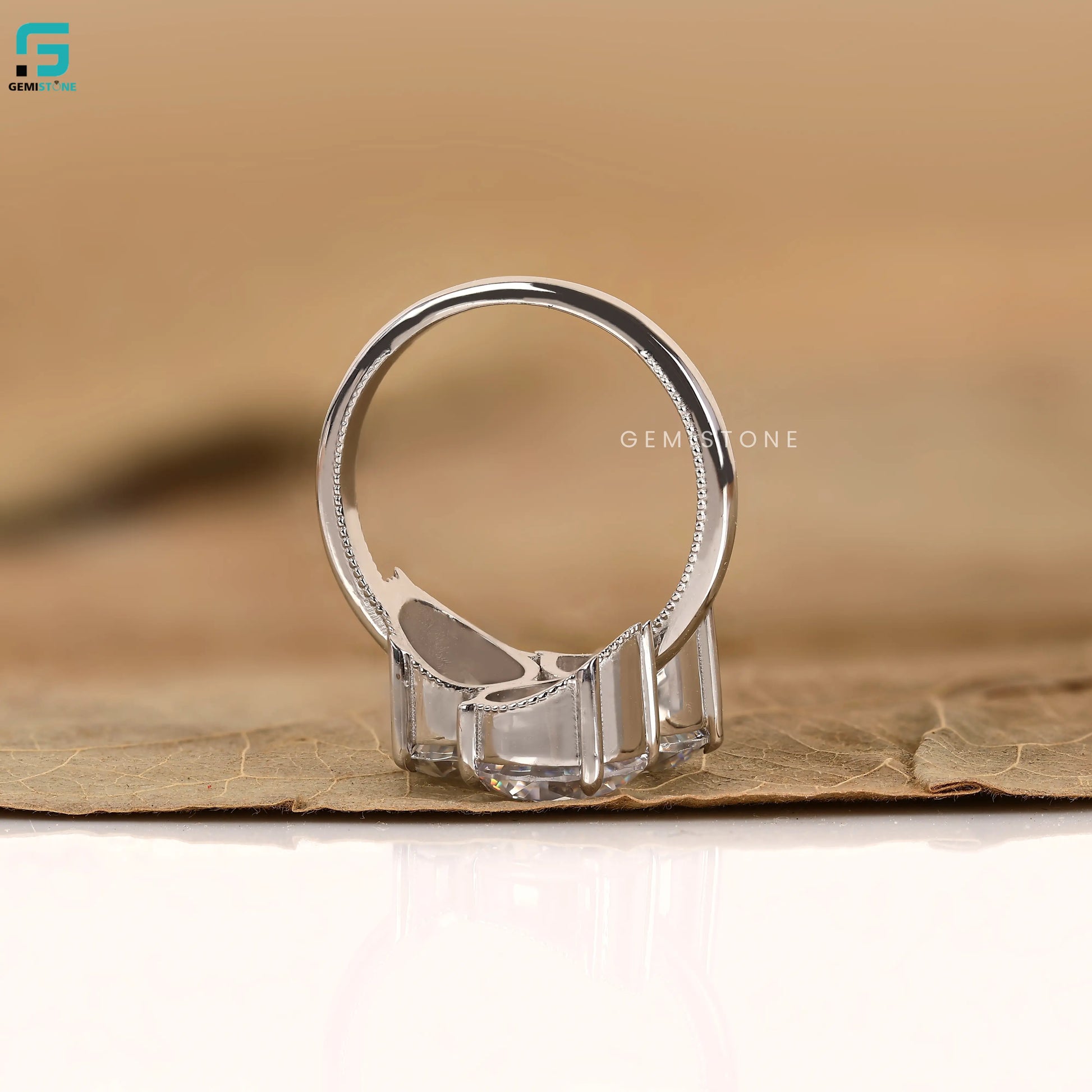 3CT Cushion Cut Three Stone Lab Diamond Wedding Ring For Women