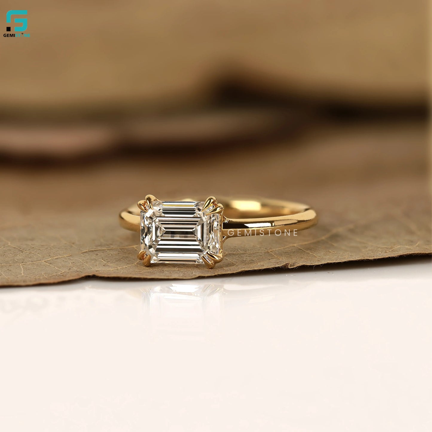 3CT East West Emerald Cut Lab Diamond Ring