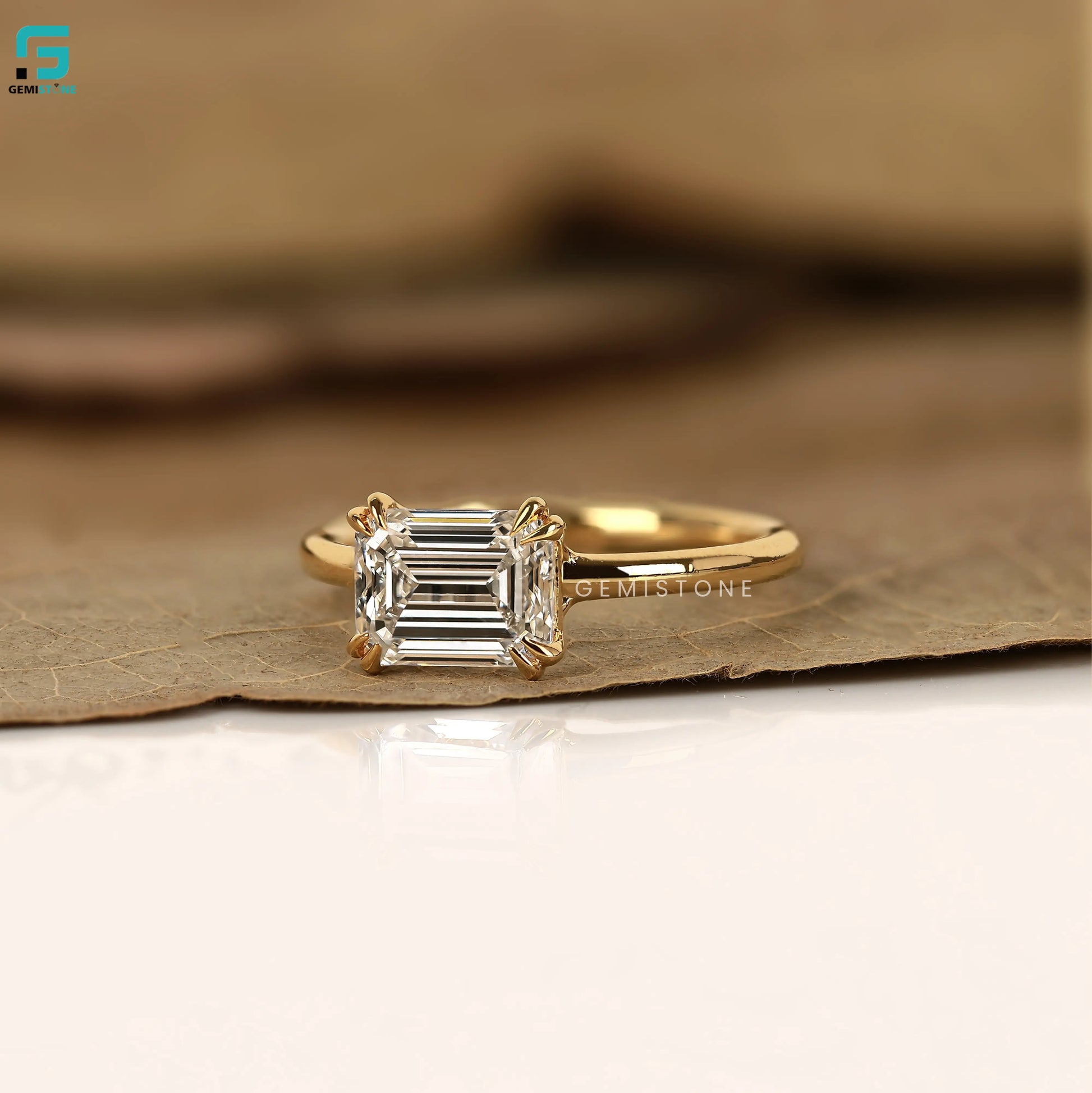 3CT East West Emerald Cut Lab Diamond Ring