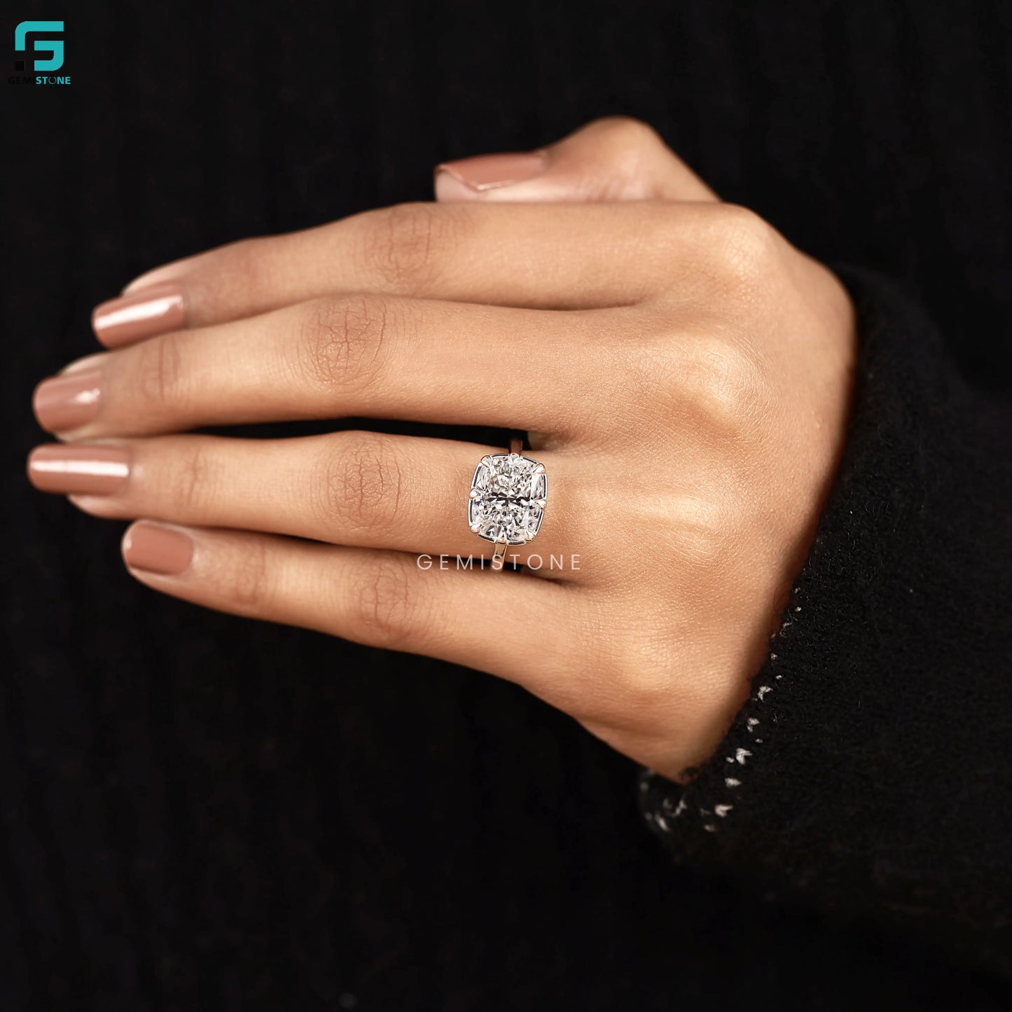 3CT Elongated Cushion Cut Lab Grown Diamond Ring For Women