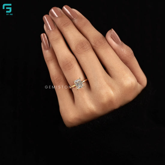 3CT Emerald Cut Lab Grown Engagement Ring