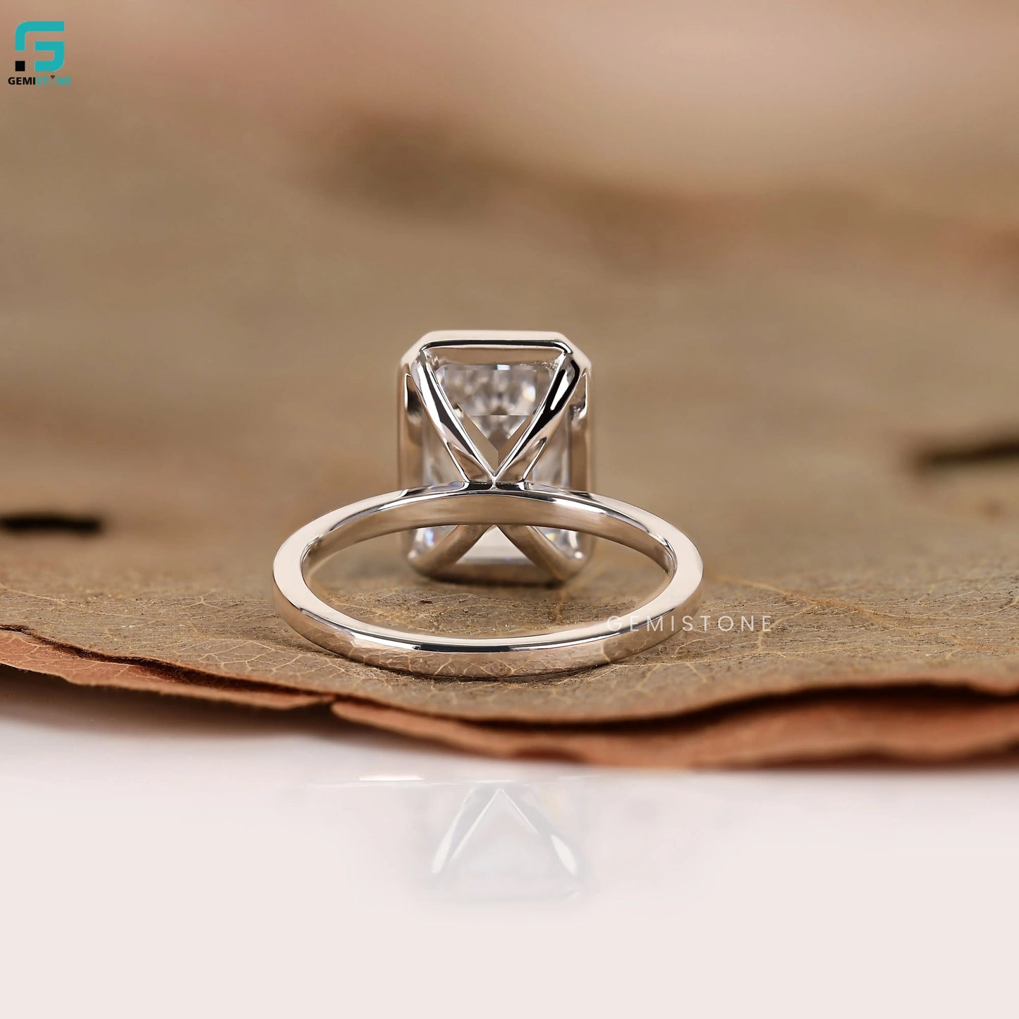 3CT Emerald Cut Simple Solitare Lab Diamond Wedding Ring 
