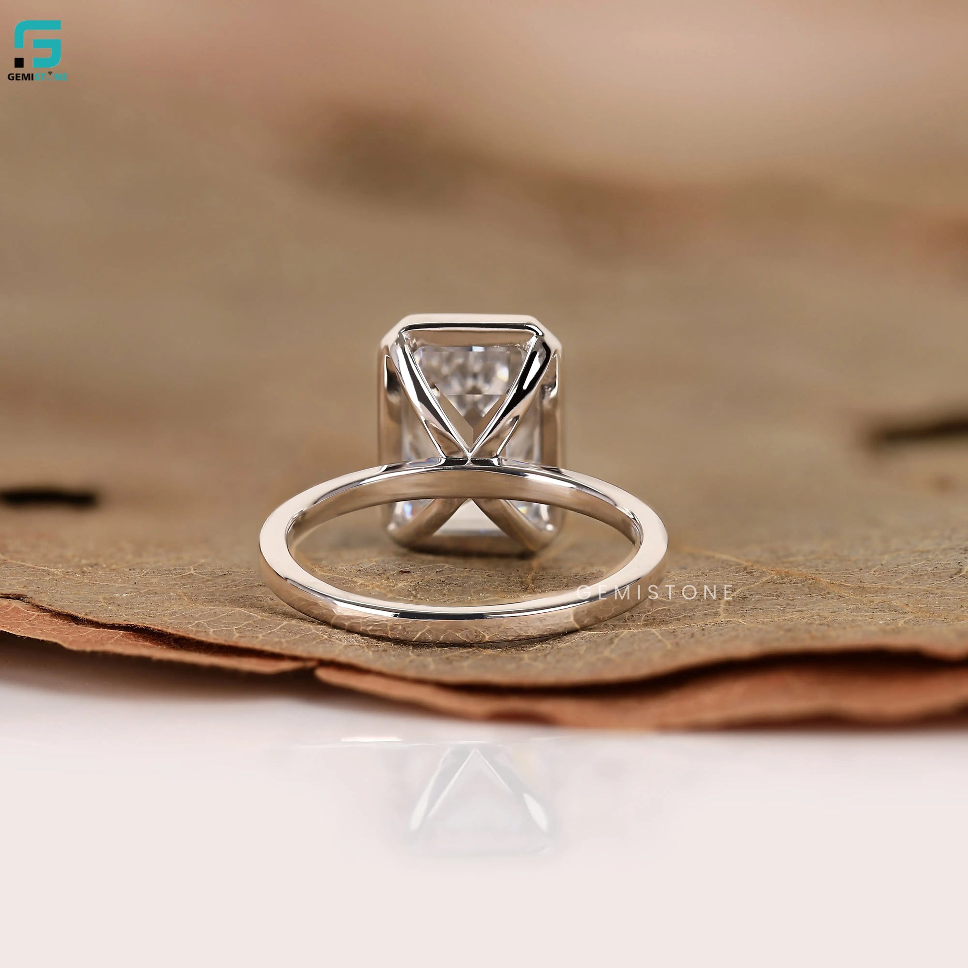 3CT Emerald Cut Simple Solitare Lab Diamond Wedding Ring 