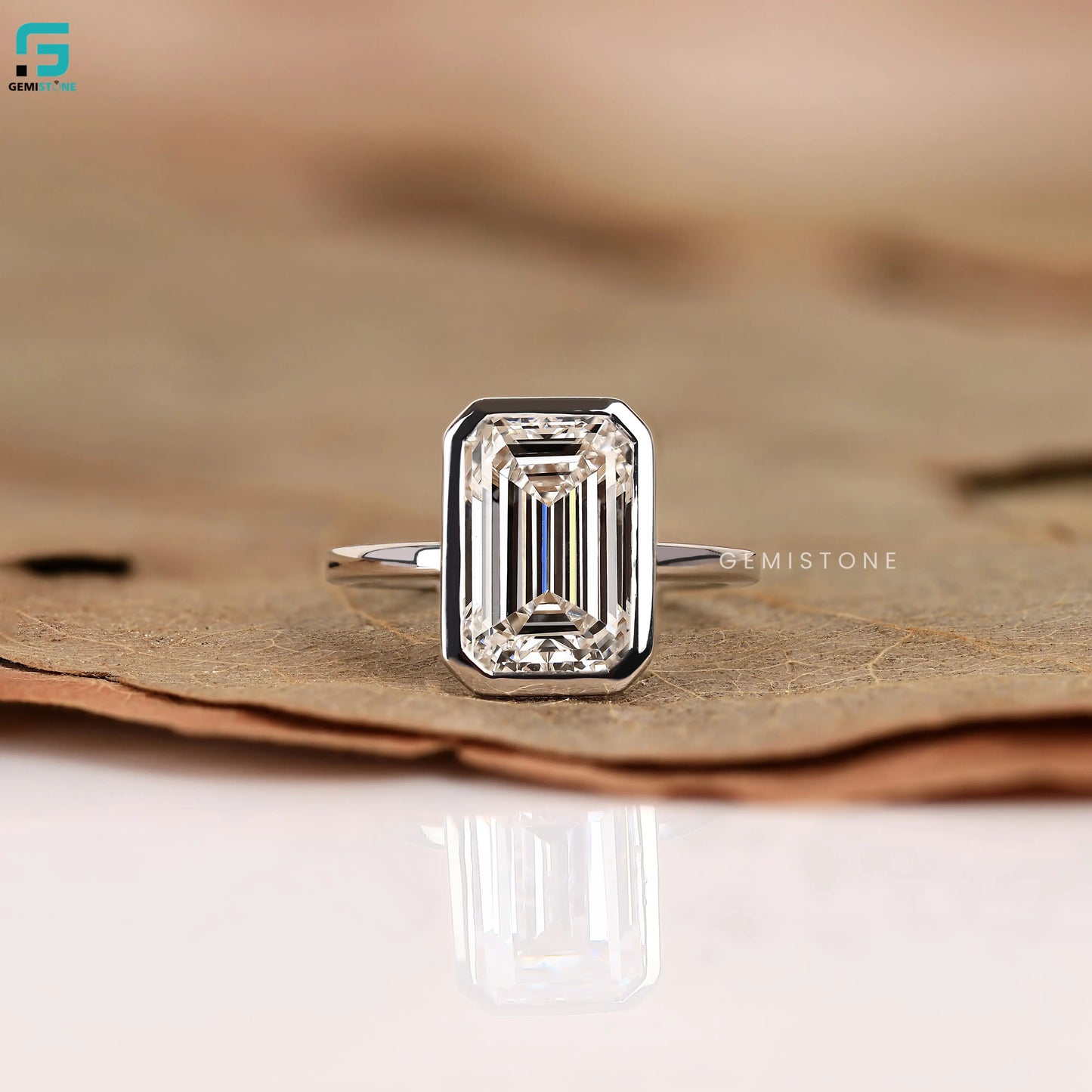 3CT Emerald Cut Simple Solitare Wedding Ring For Women